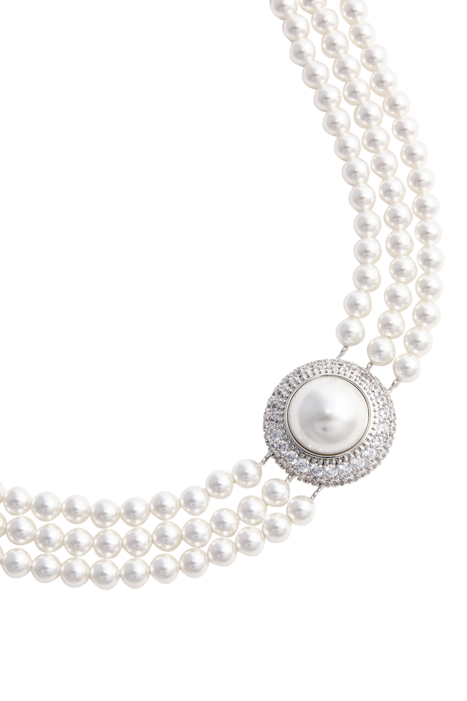 قلادة رقبة مرصعة بكريستال صغير ولؤلؤ