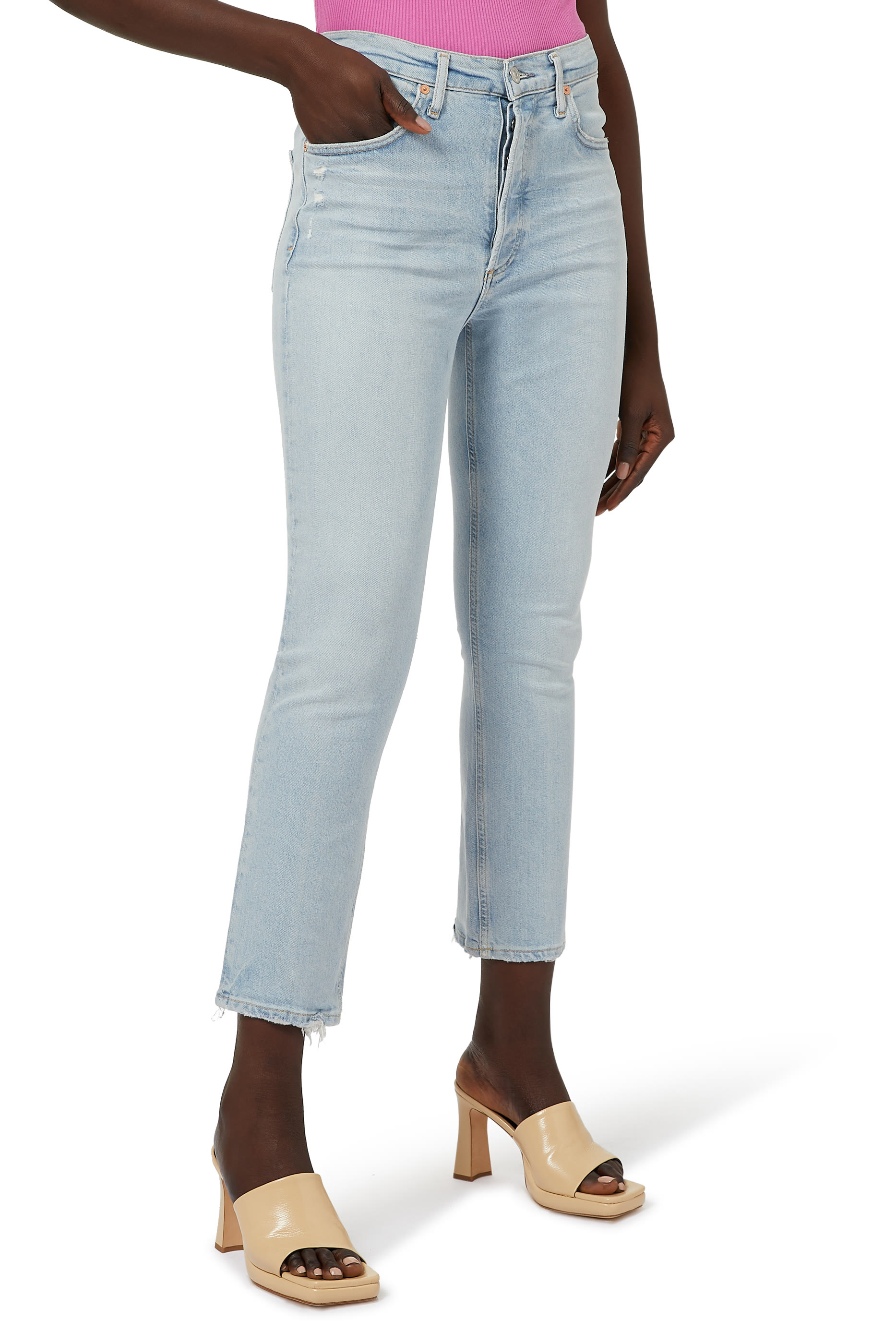 بنطال جينز جولين بقصة ساق مستقيمة بخصر مرتفع