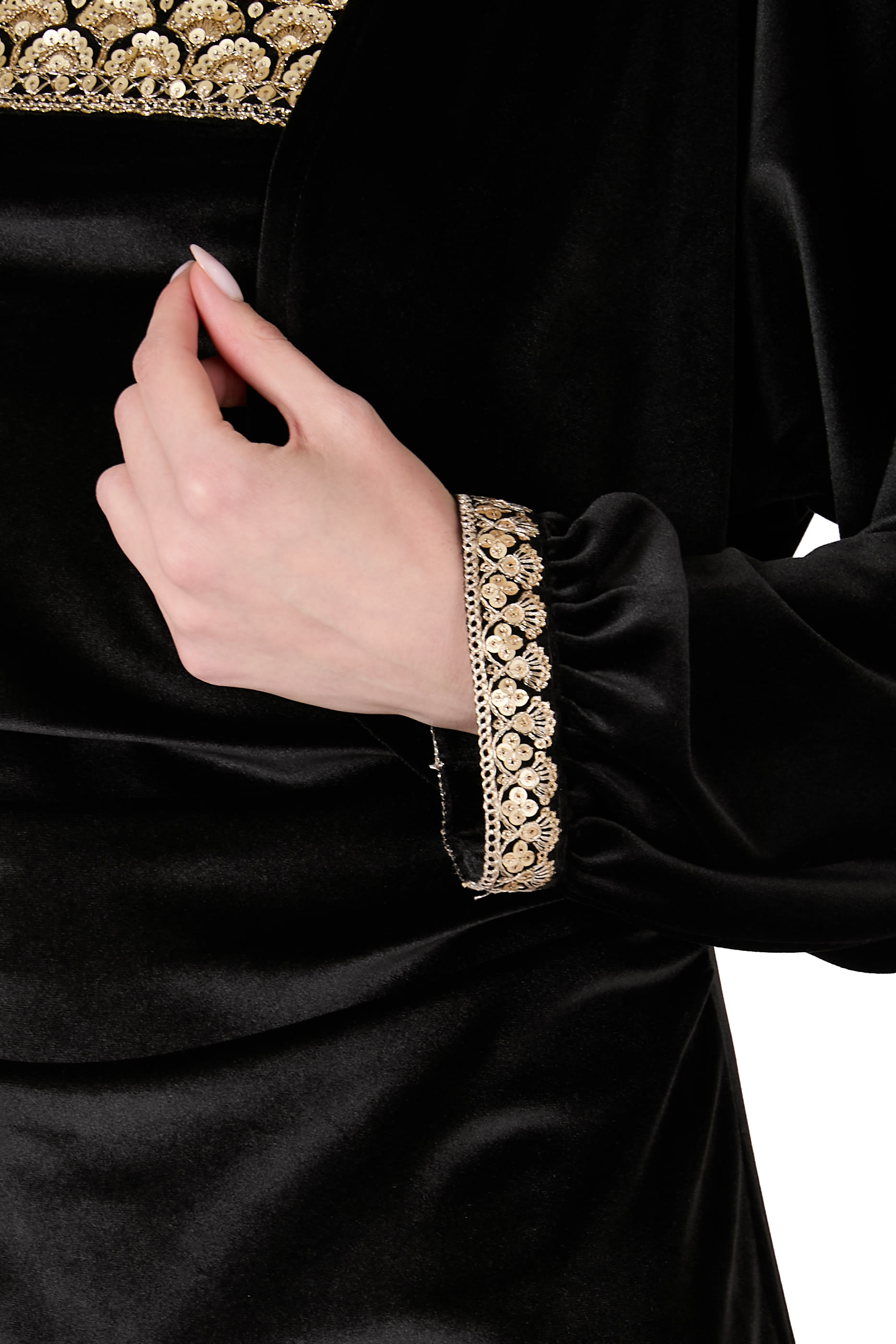 طقم فستان بلا حمالات وجاكيت، بنقشة أزهار مخمل