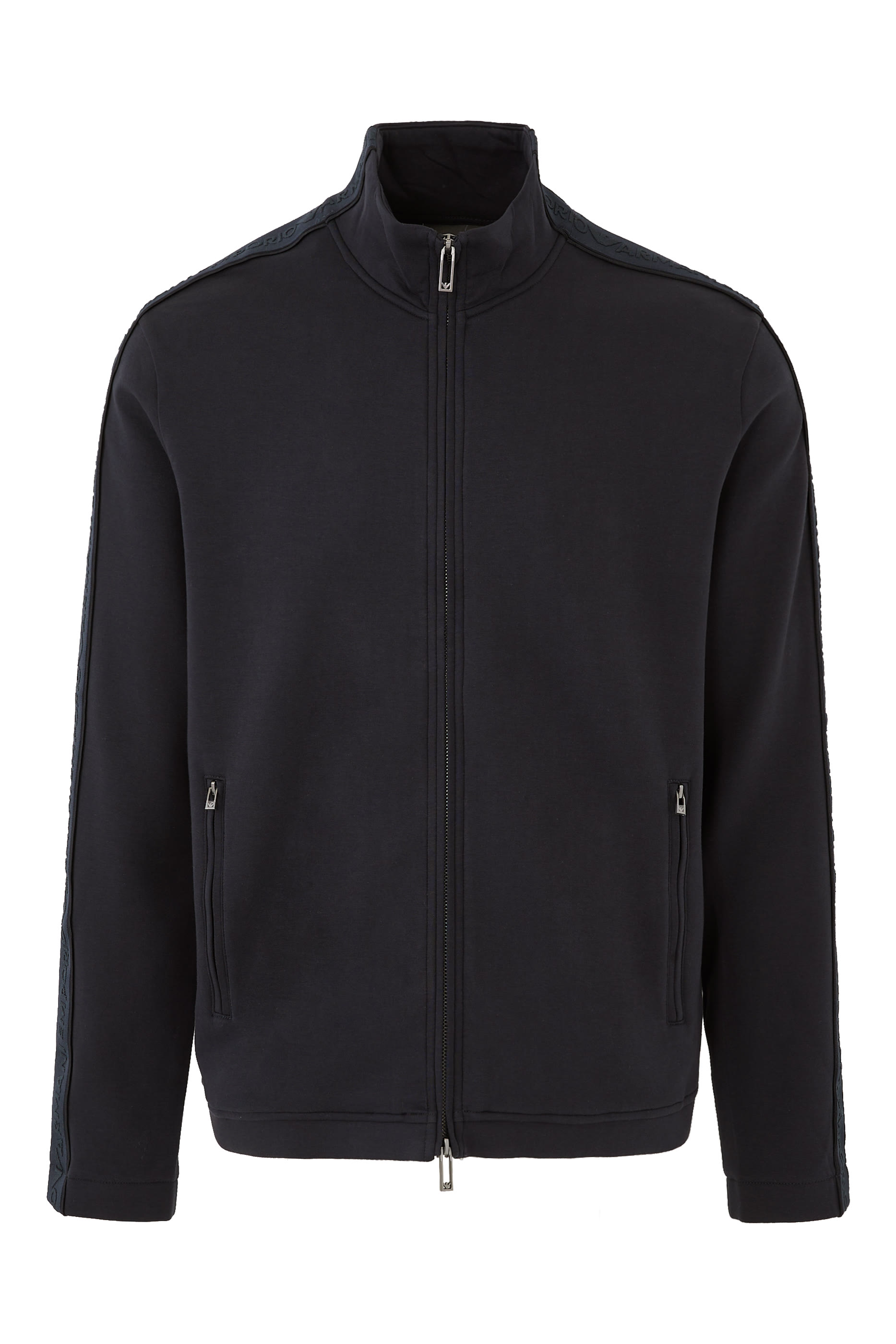 سويت شيرت بسحّاب وشريط شعار الماركة جيرسيه مزدوج