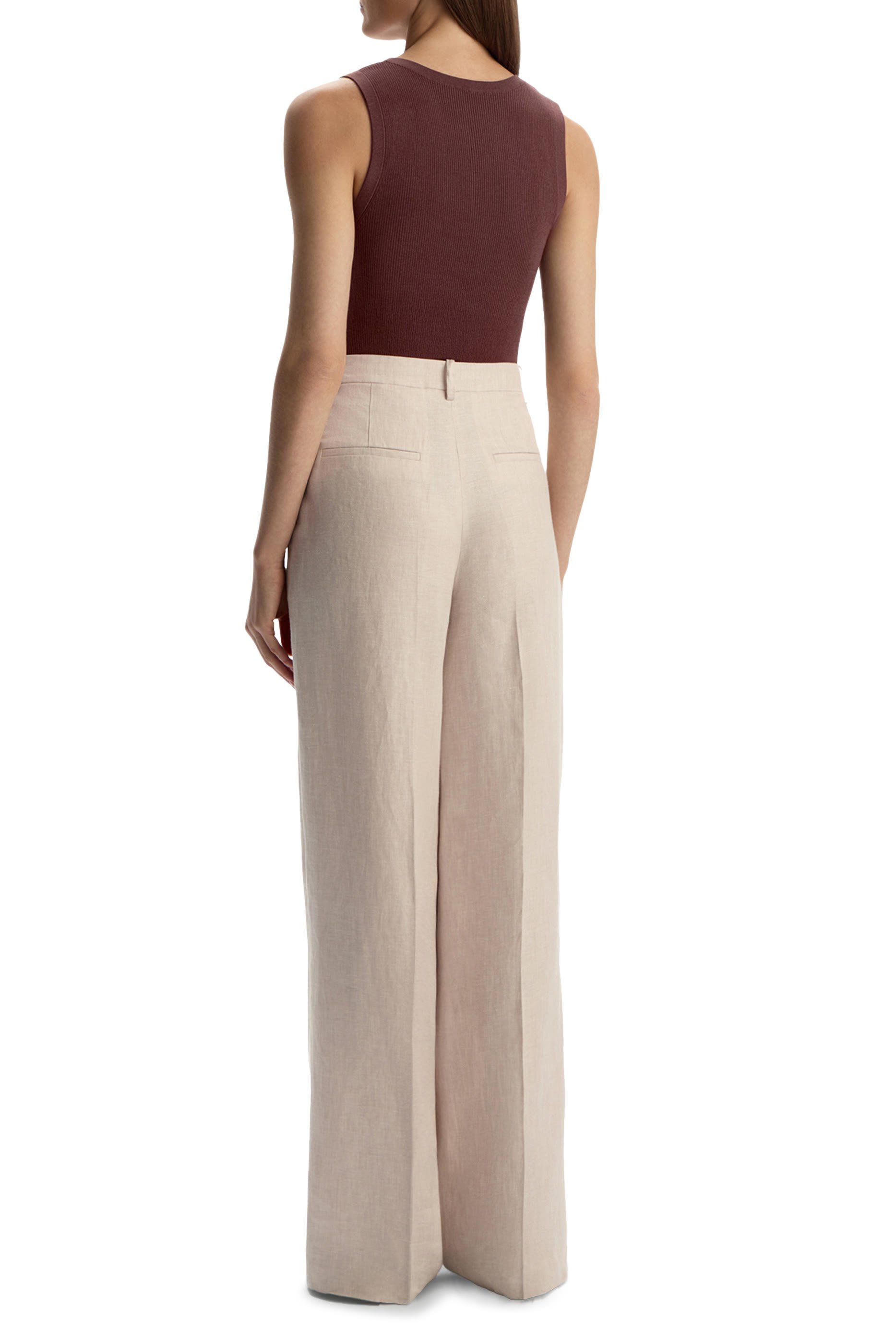 بنطال طويل بقصة ضيقة كتان