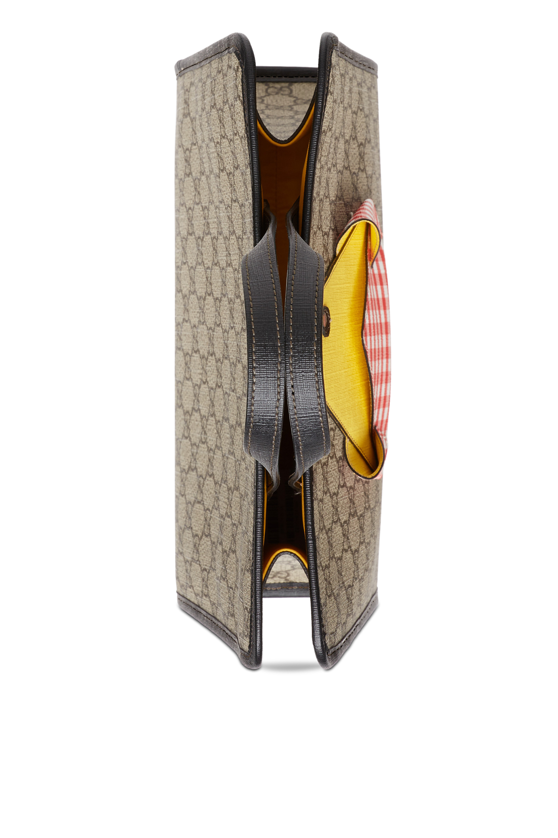 حقيبة يد بنقشة مربعات وشعار GG