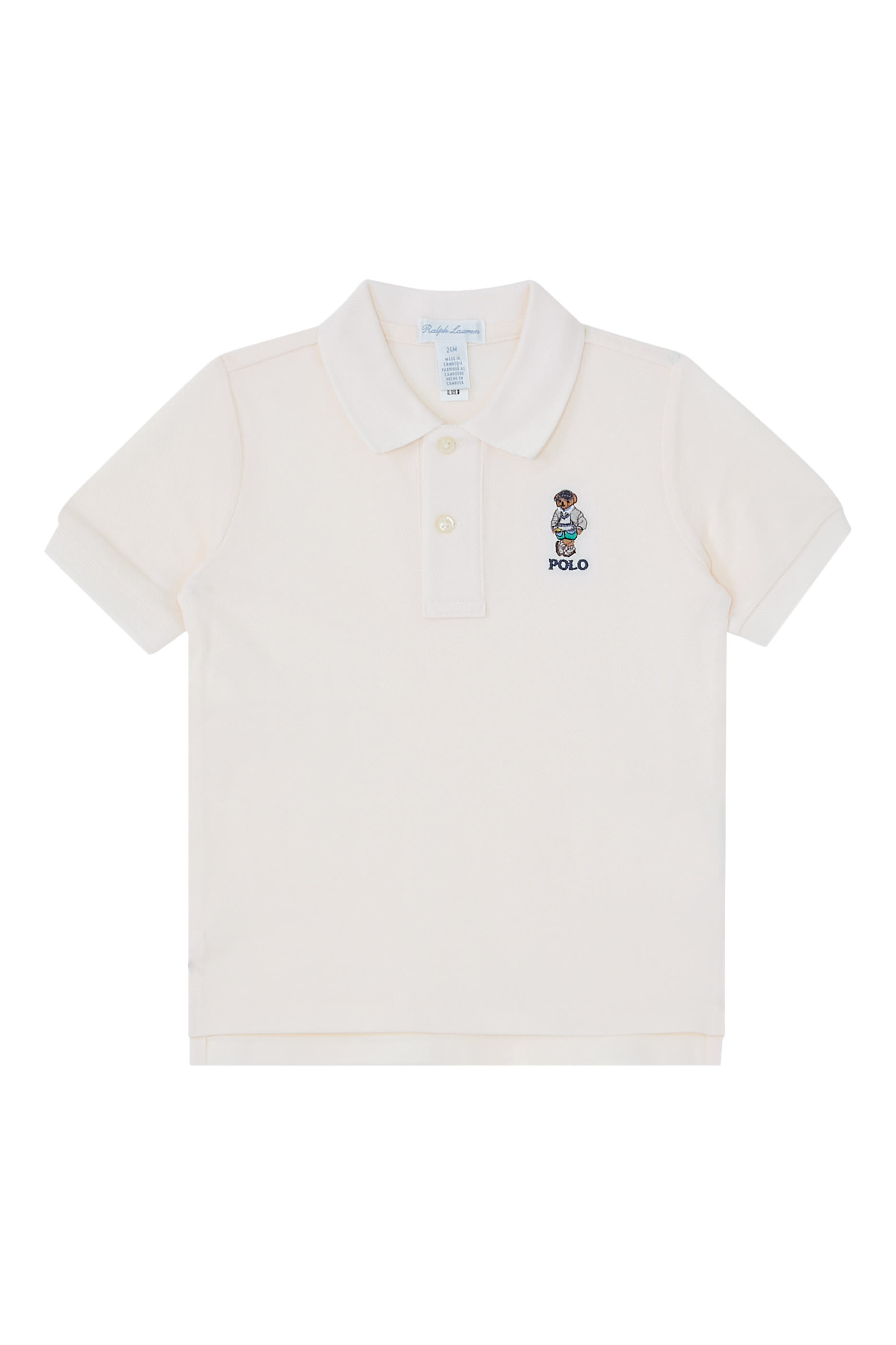 قميص بولو بنقشة الدب تيدي قطن شبكي للأطفال