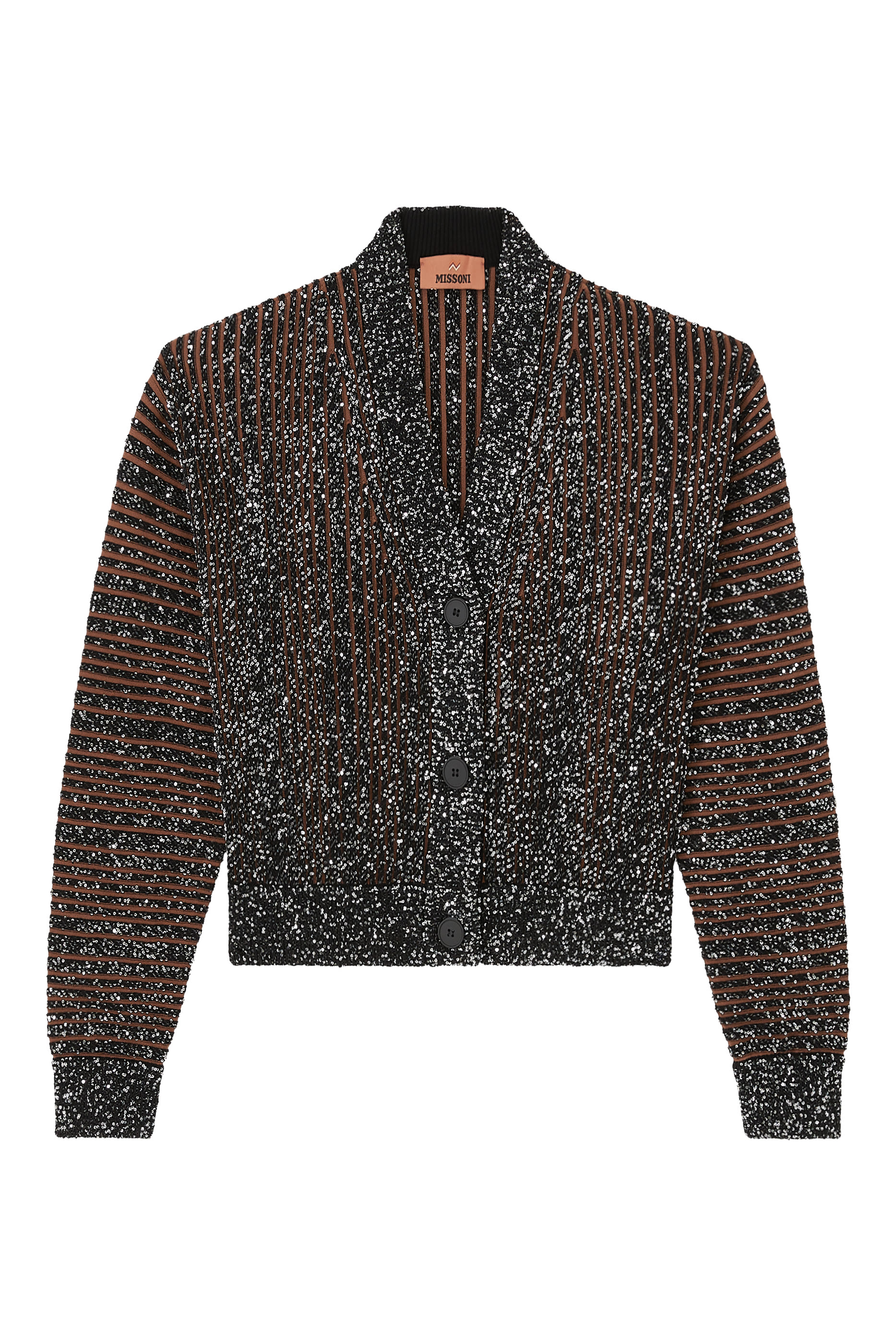 كارديغان بأكمام طويلة وأزرار مطرز جزئيا بترتر