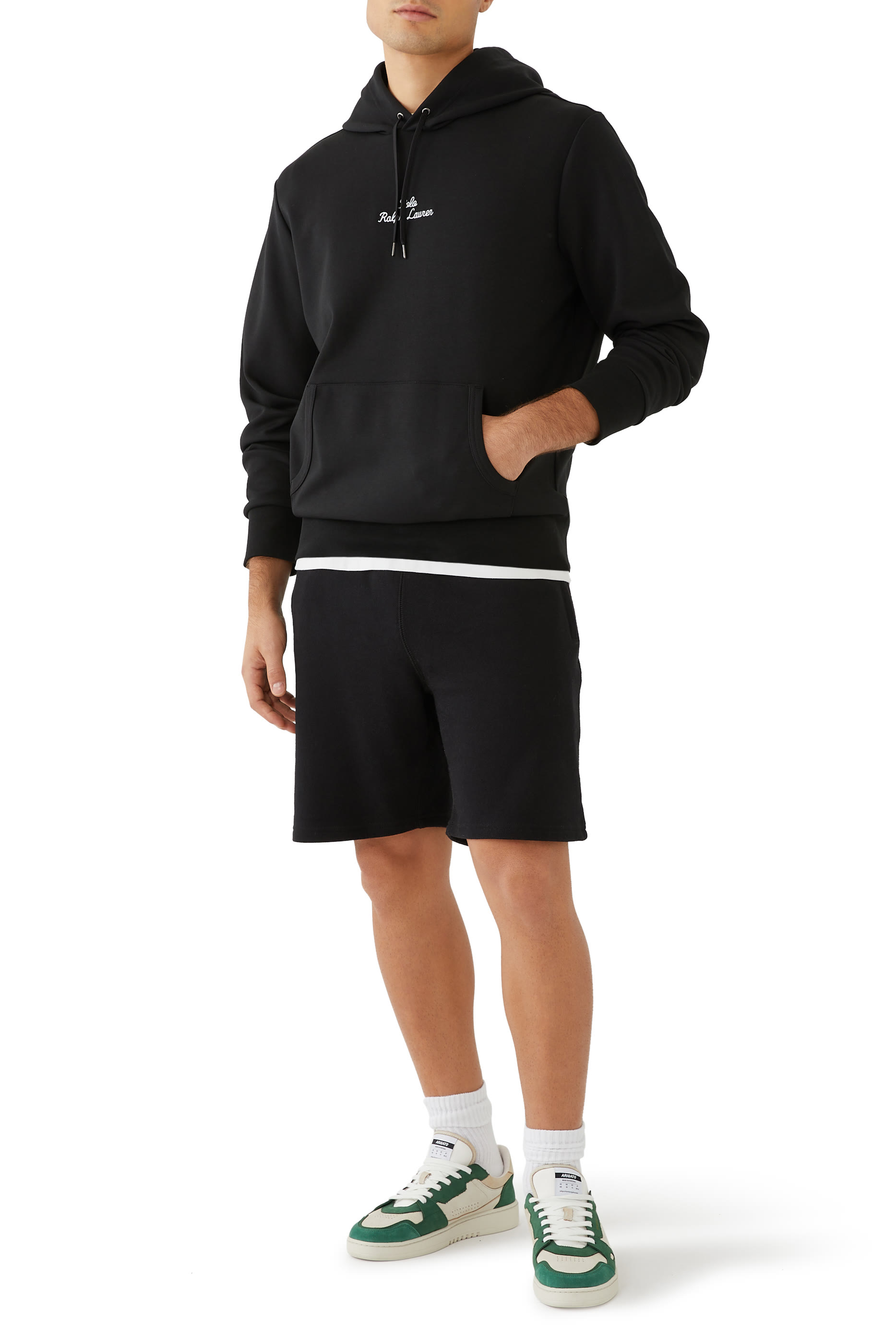 هودي نسيج مزدوج بشعار الماركة