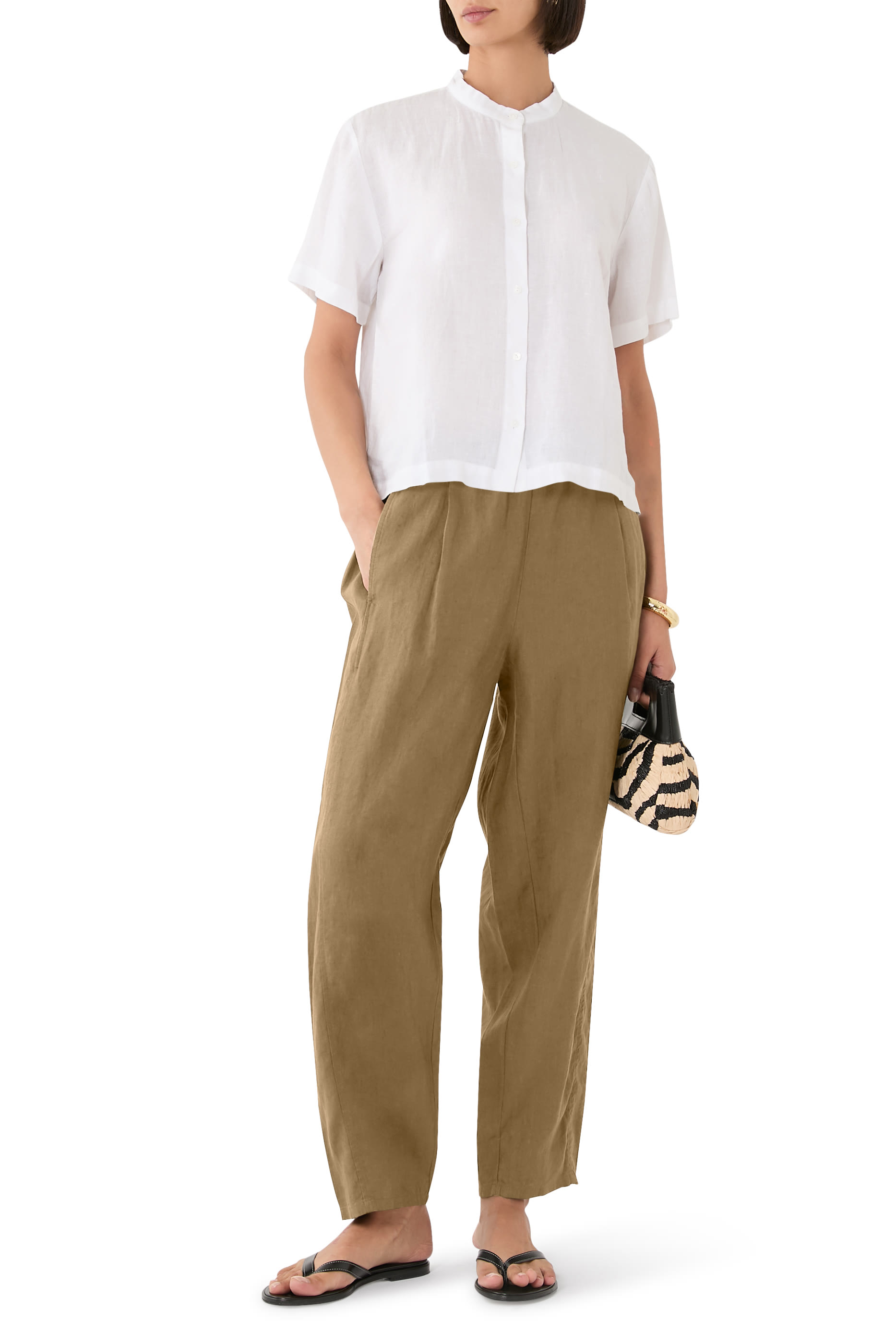 قميص بياقة صينية كتان عضوي