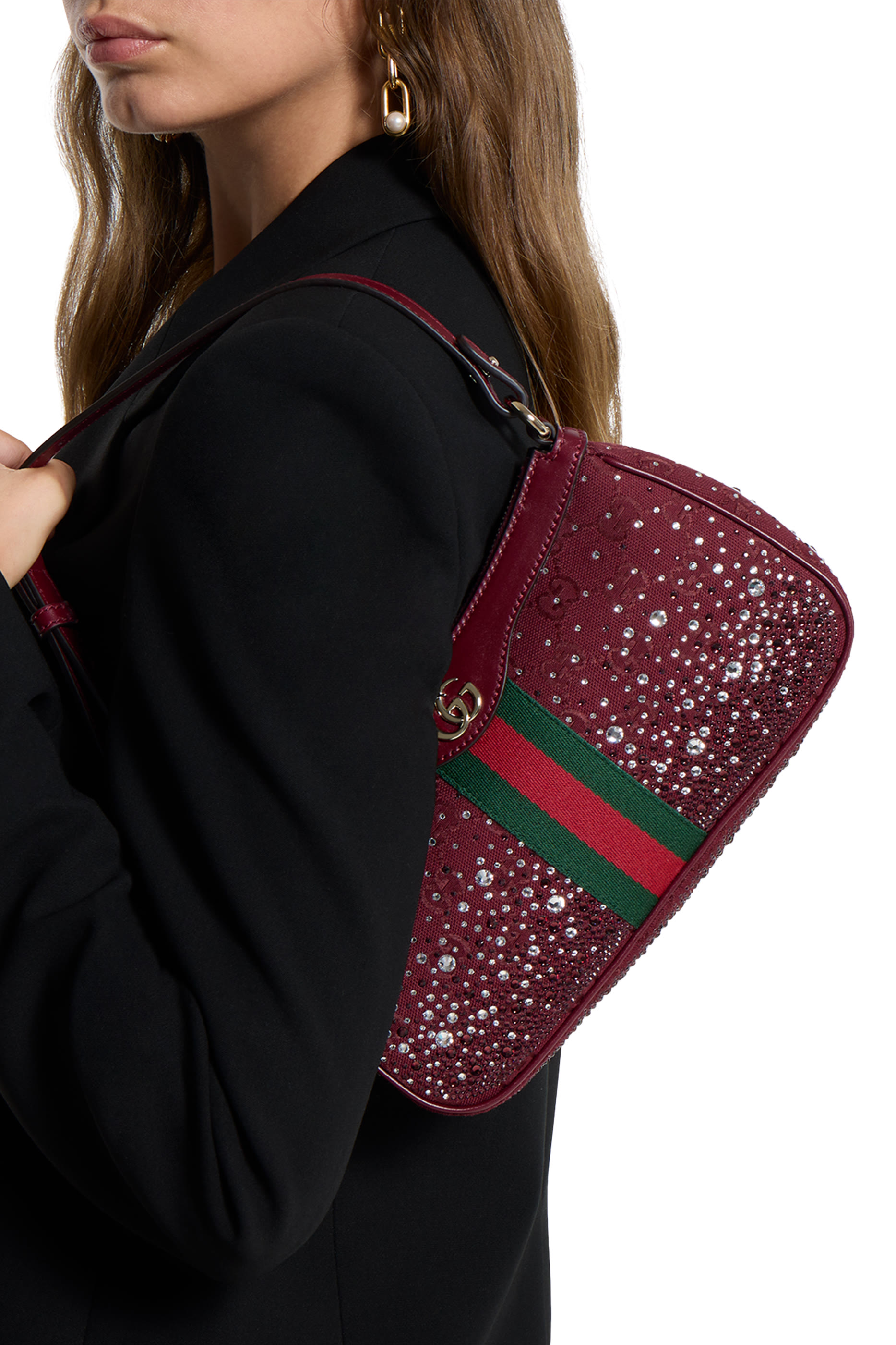 حقيبة كتف أوكتافيا صغيرة مزينة بكريستال