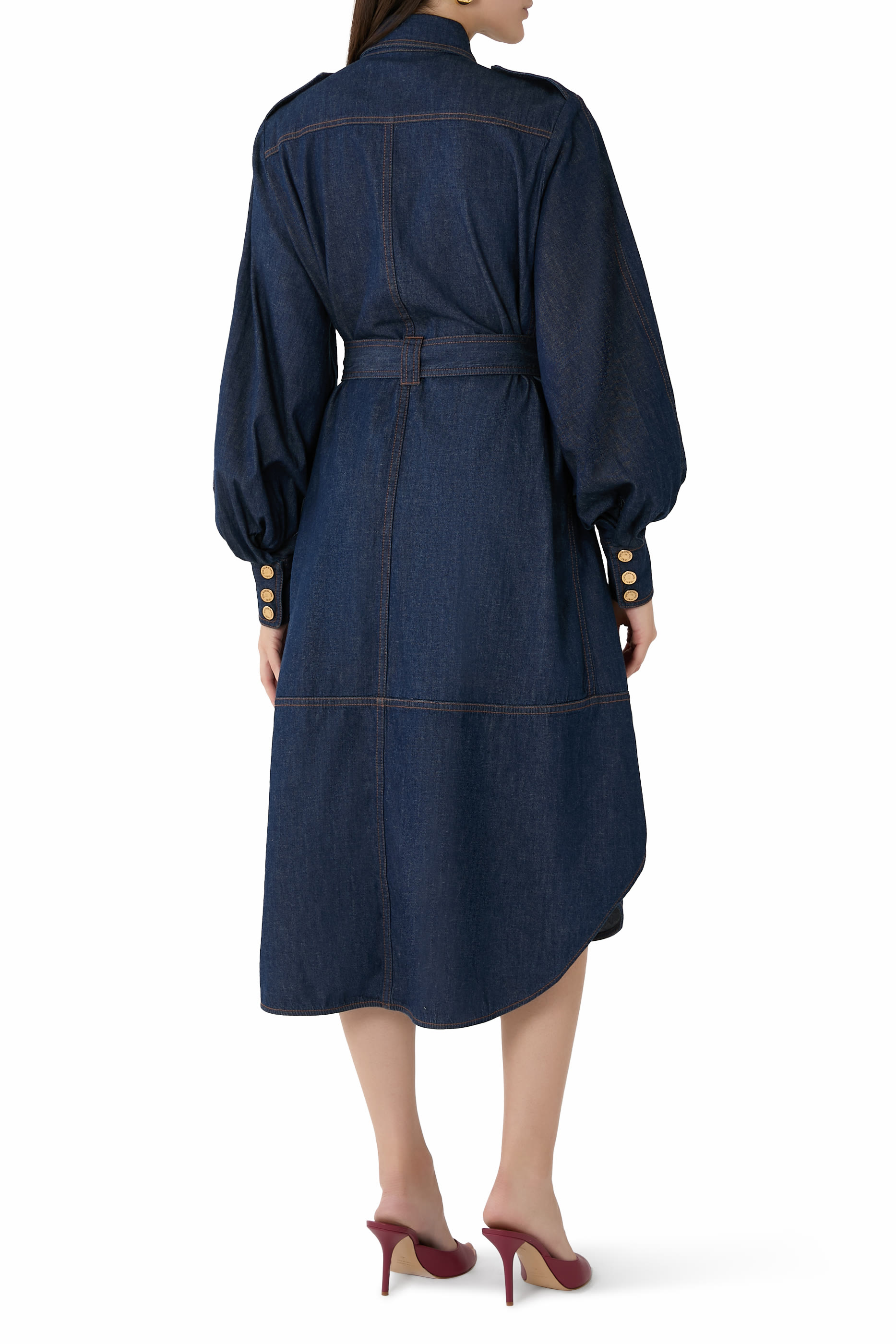 Denim Cargo Midi Dress