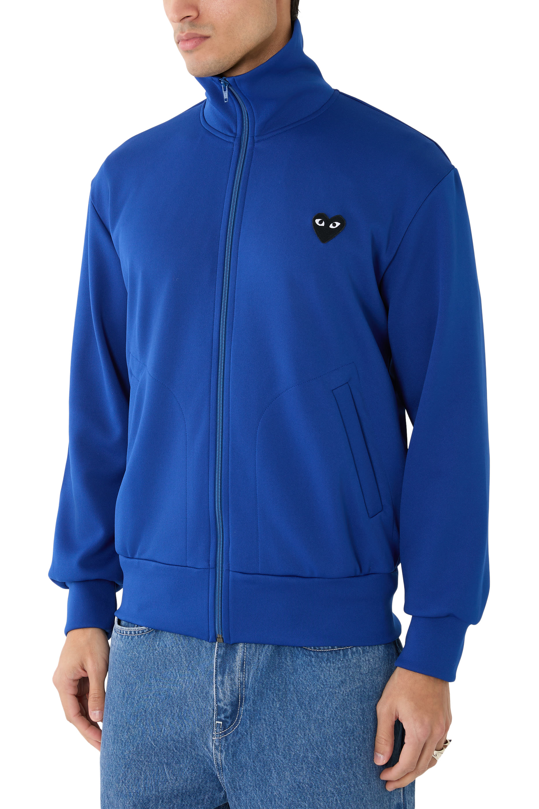 سويت شيرت بلاي بيغ برقعة قلب، سحاب وغطاء للراس