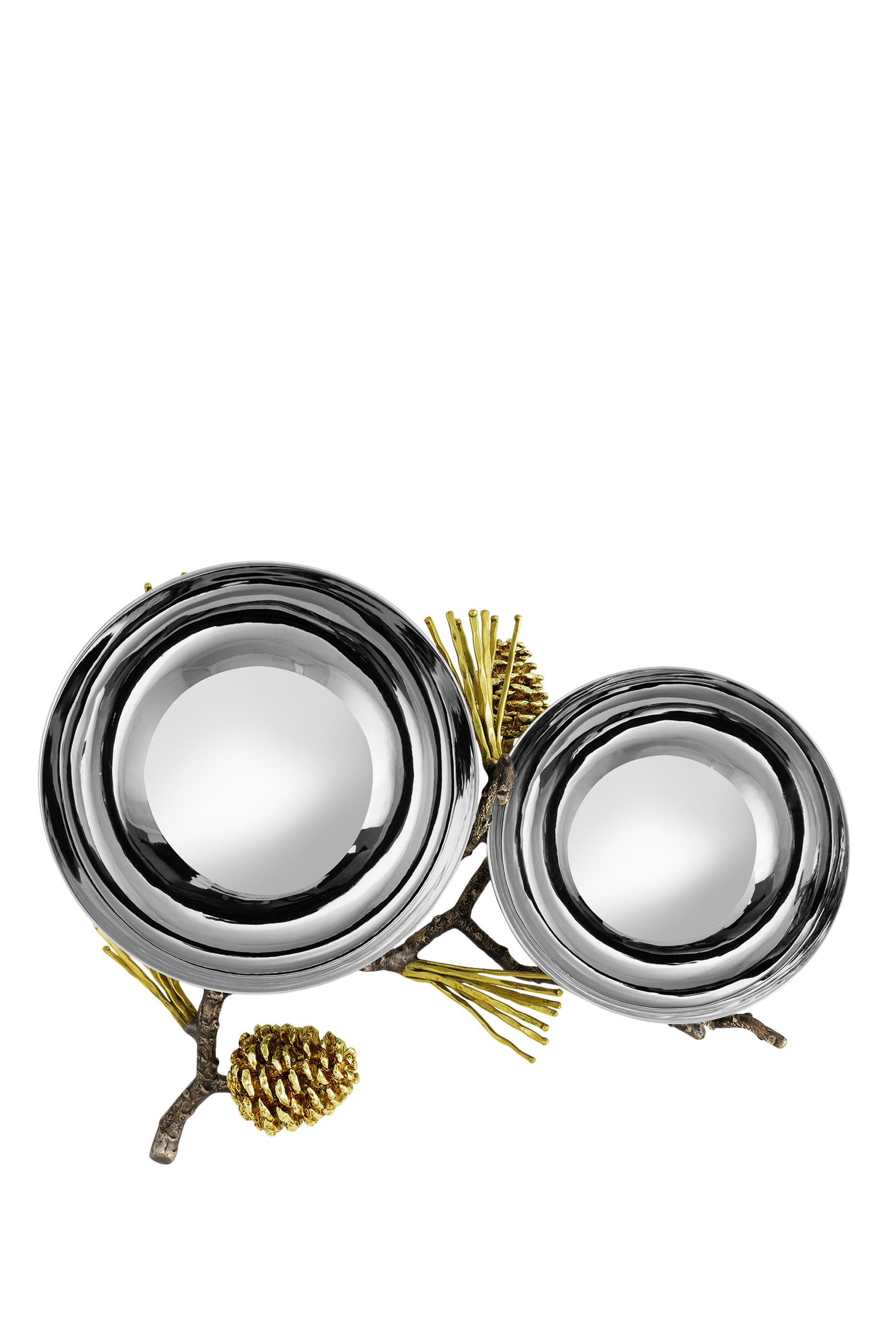 وعاء ثنائي مزين بالصنوبر