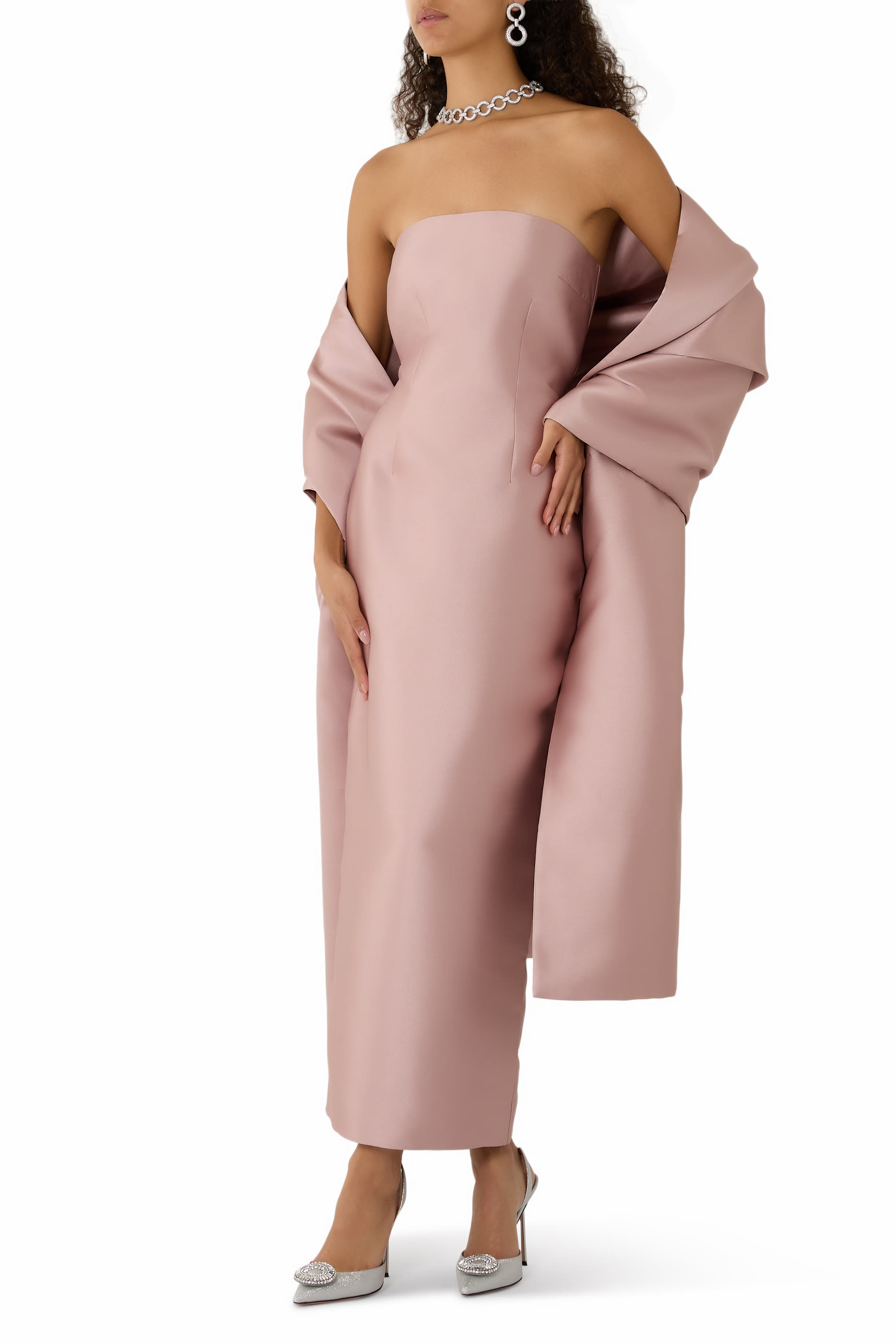 فستان رينيه بطول الكاحل بشال