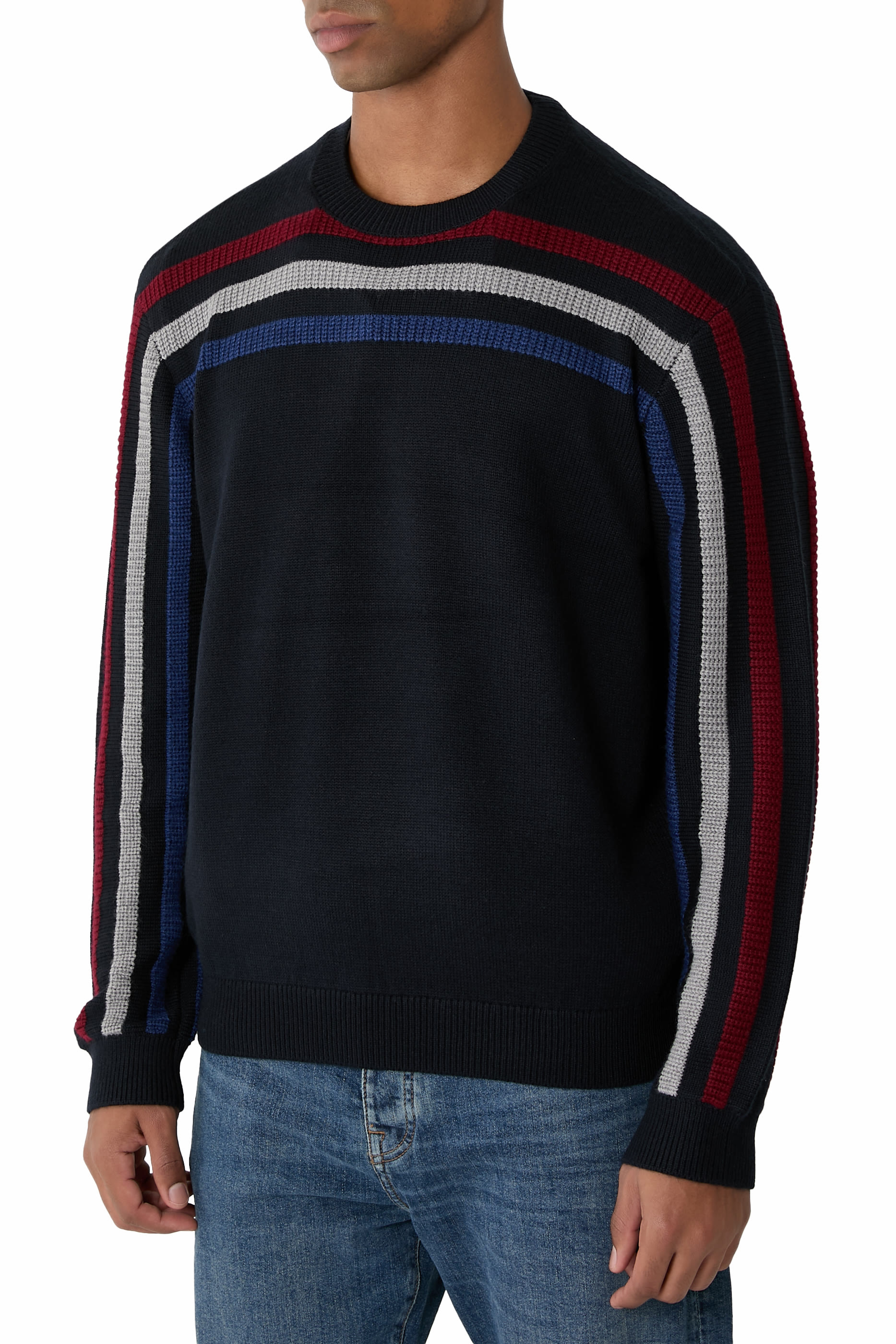  كنزة منسوجة بخطوط متعرجة