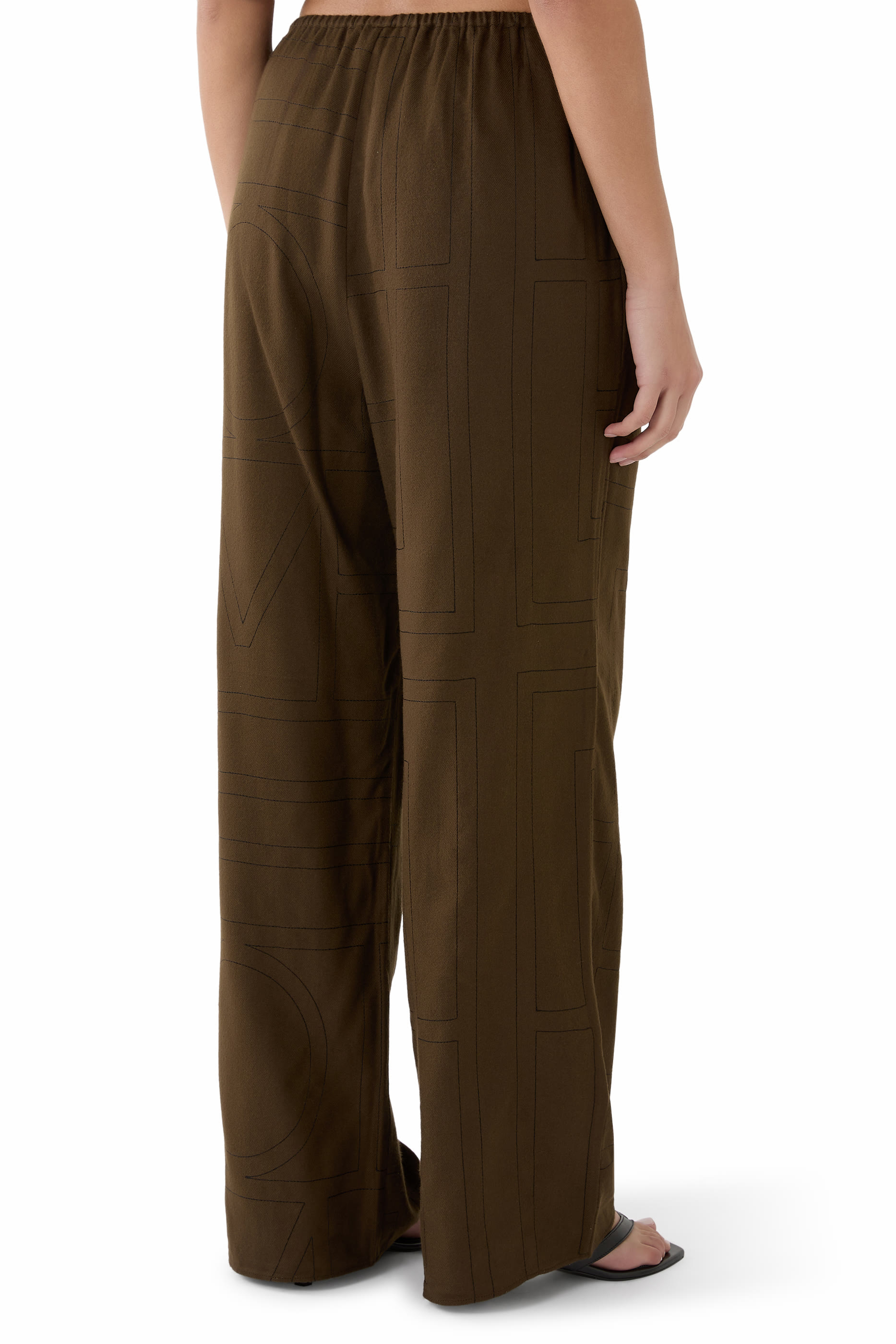 بنطال بيجامة بنقشة حروف شعار الماركة فلانيل