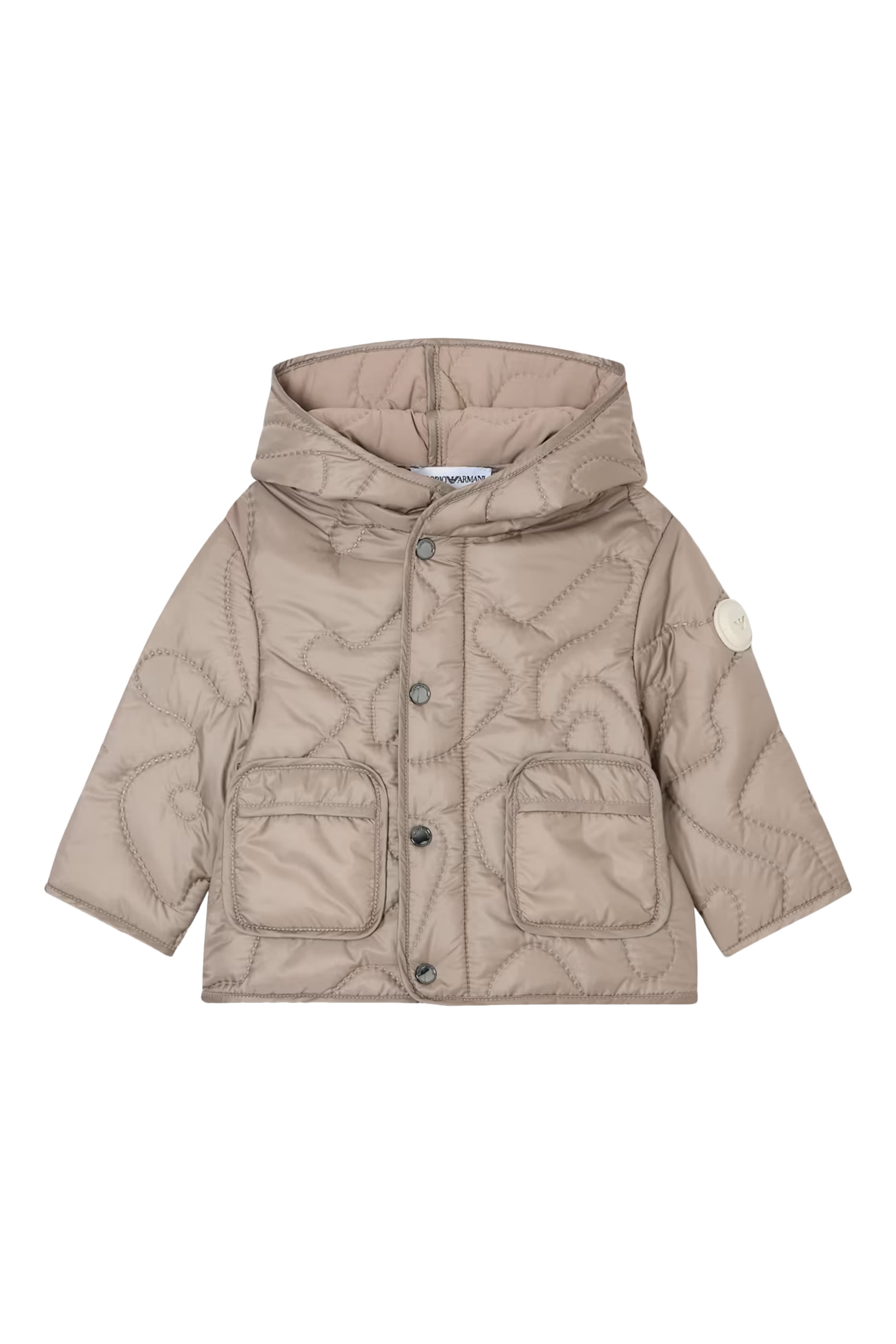 جاكيت مبطن بغطاء رأس وشعار الماركة للأطفال