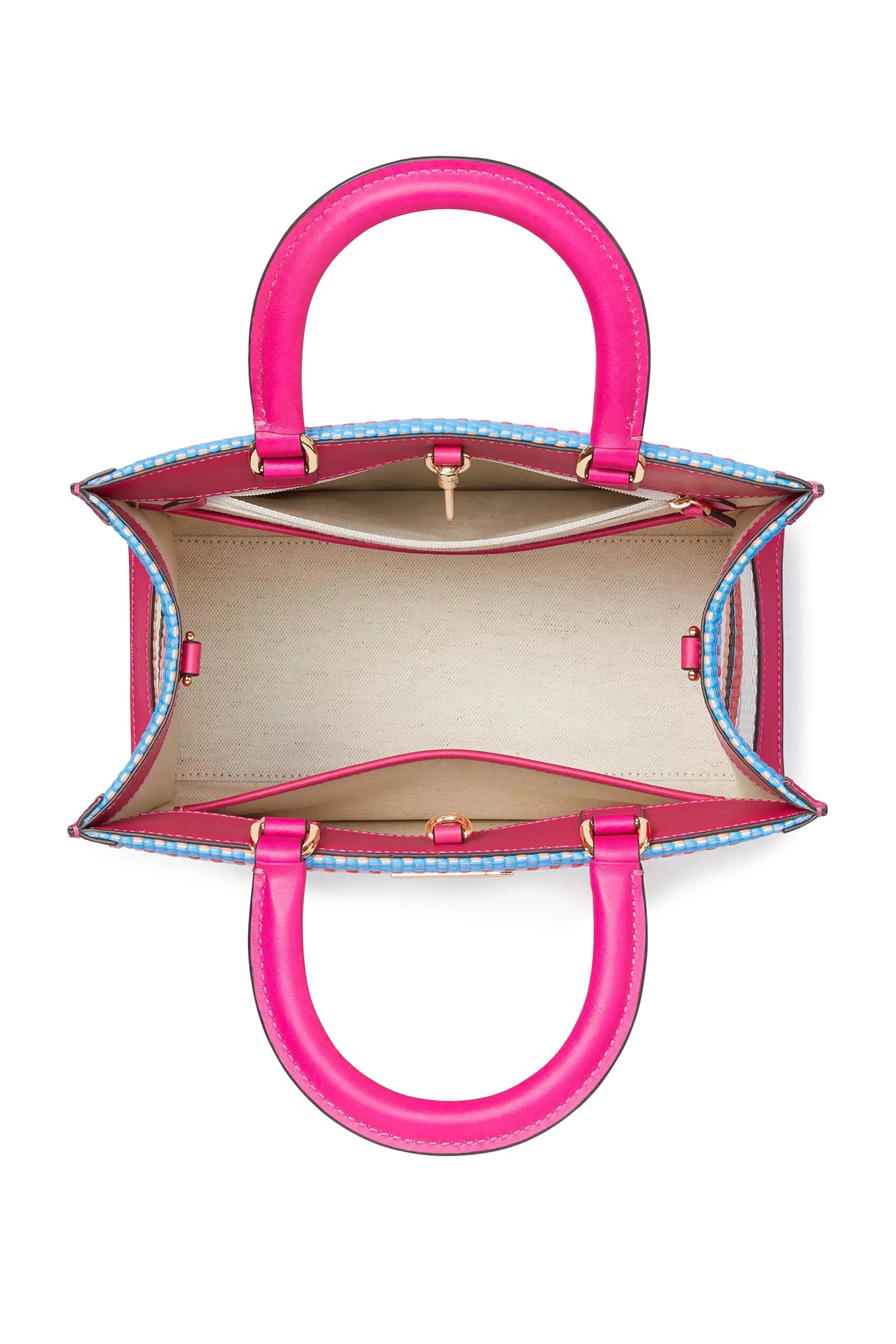 حقيبة يد مانهاتن صغيرة مخططة قش منسوج