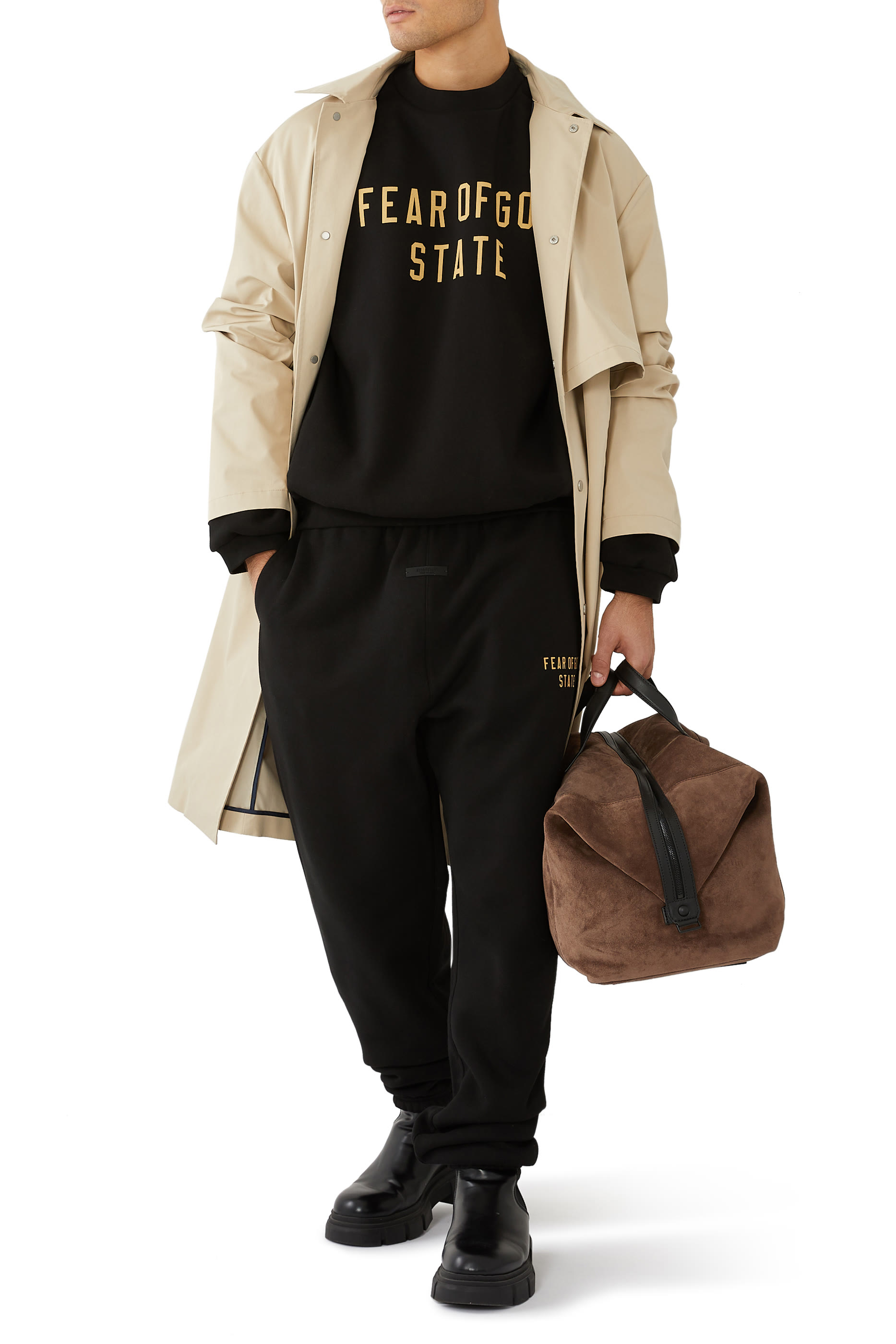 سويت شيرت بياقة ضيقة وشعار الماركة صوف