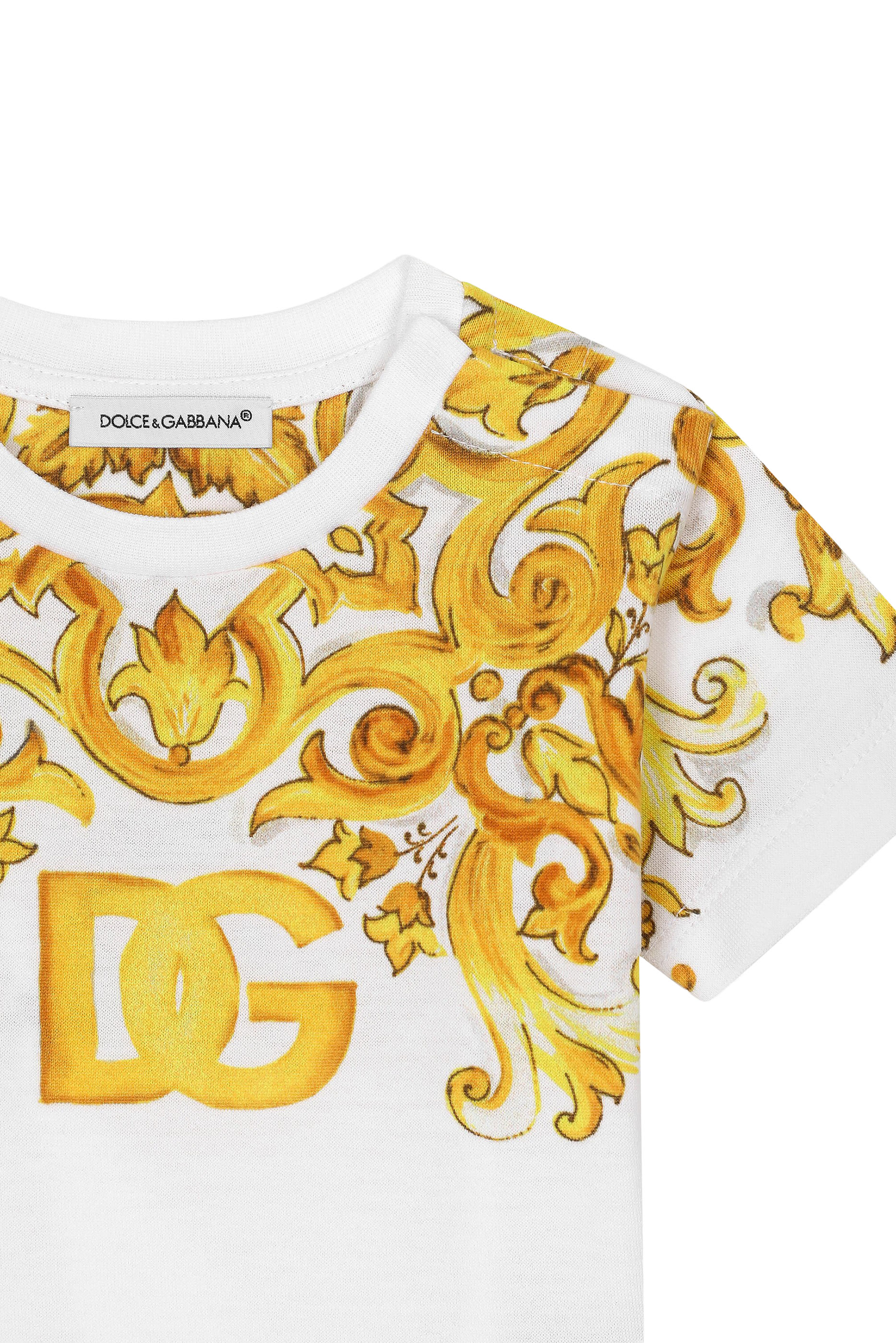 قميص بطبعات مايولكا بلون أصفر جرسيه للأطفال