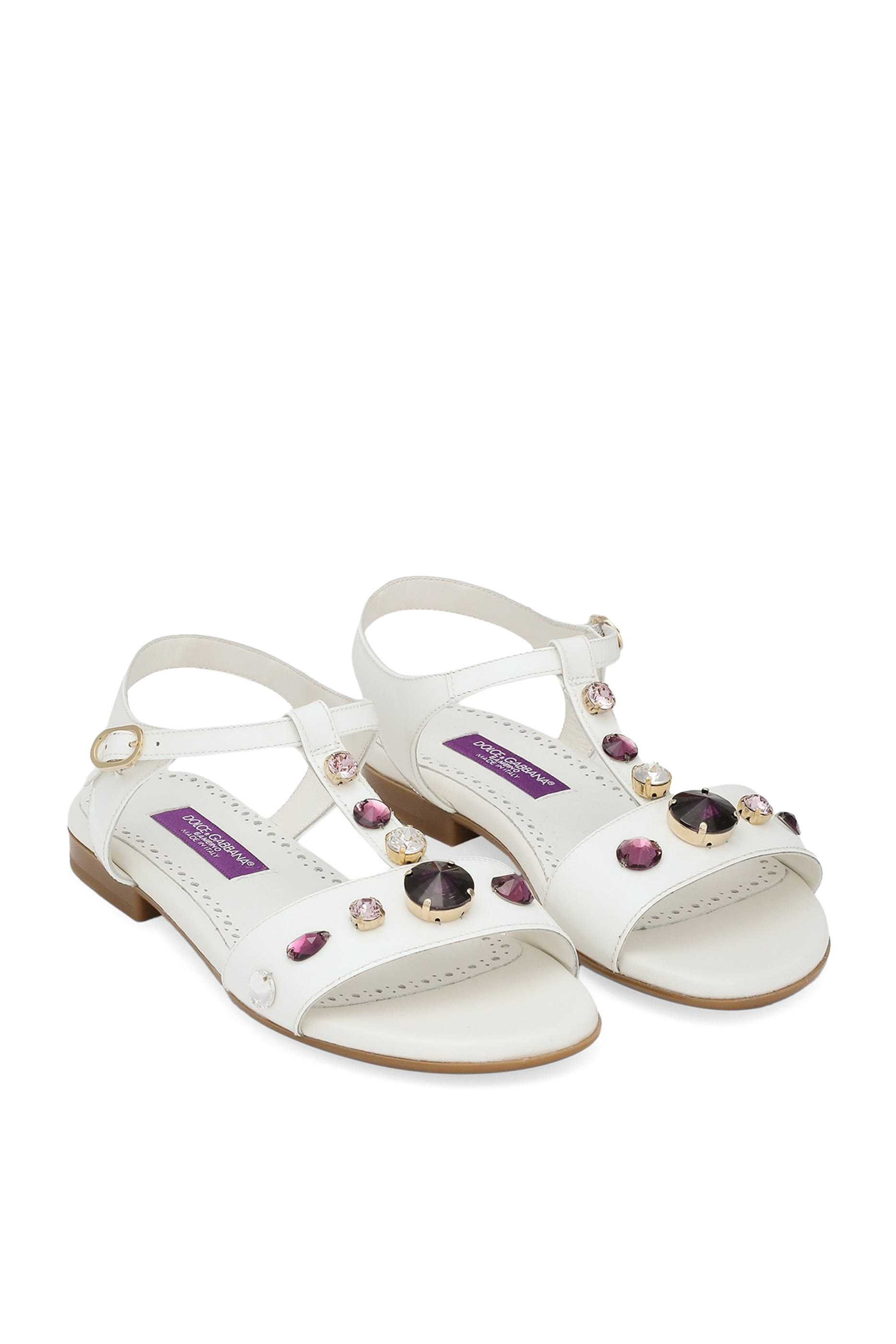 Kids Patent Leather Sandals with Embroidery