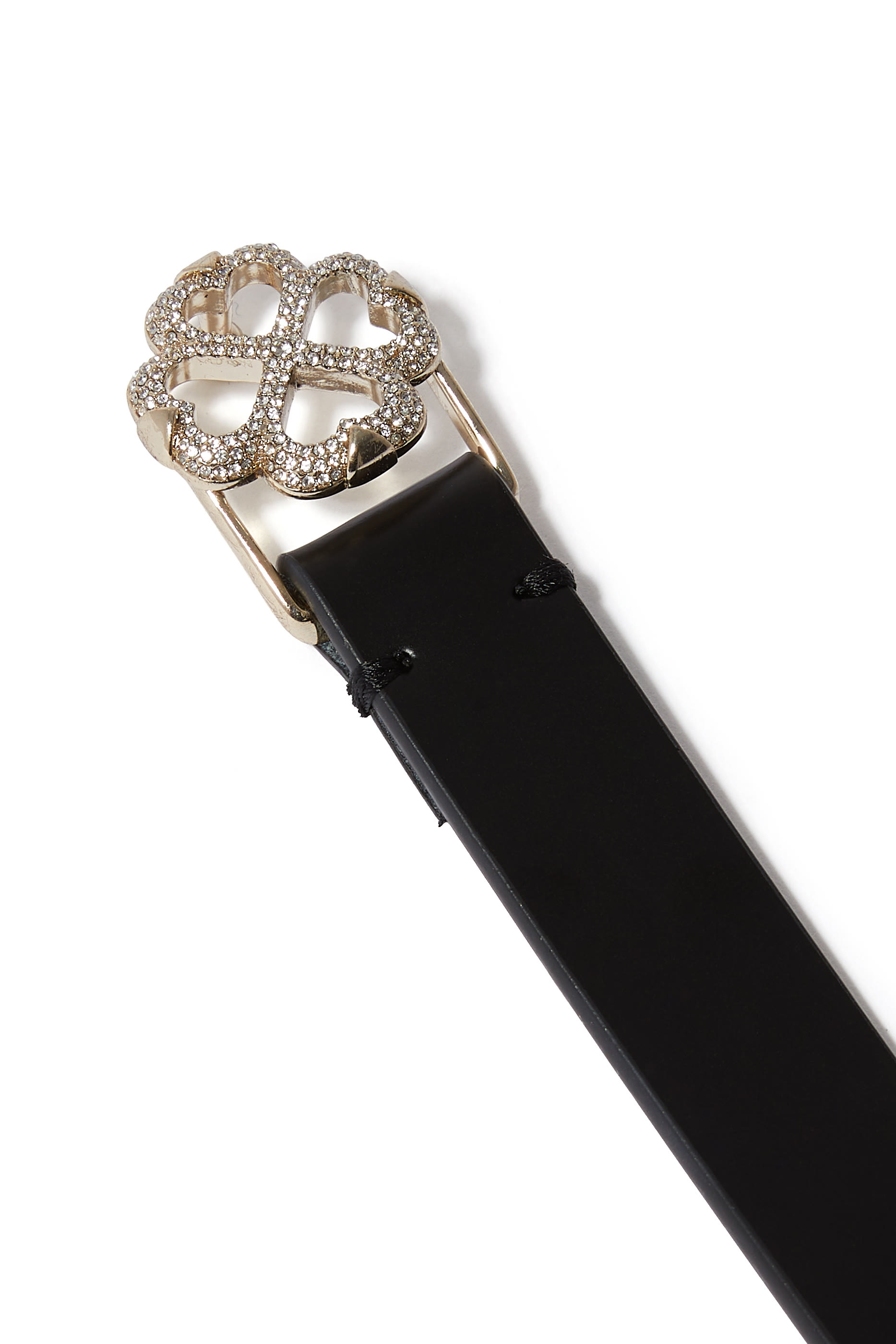 حزام بإبزيم على شكل زهرة بقلوب بستوني مرصعة بأحجار بافيه