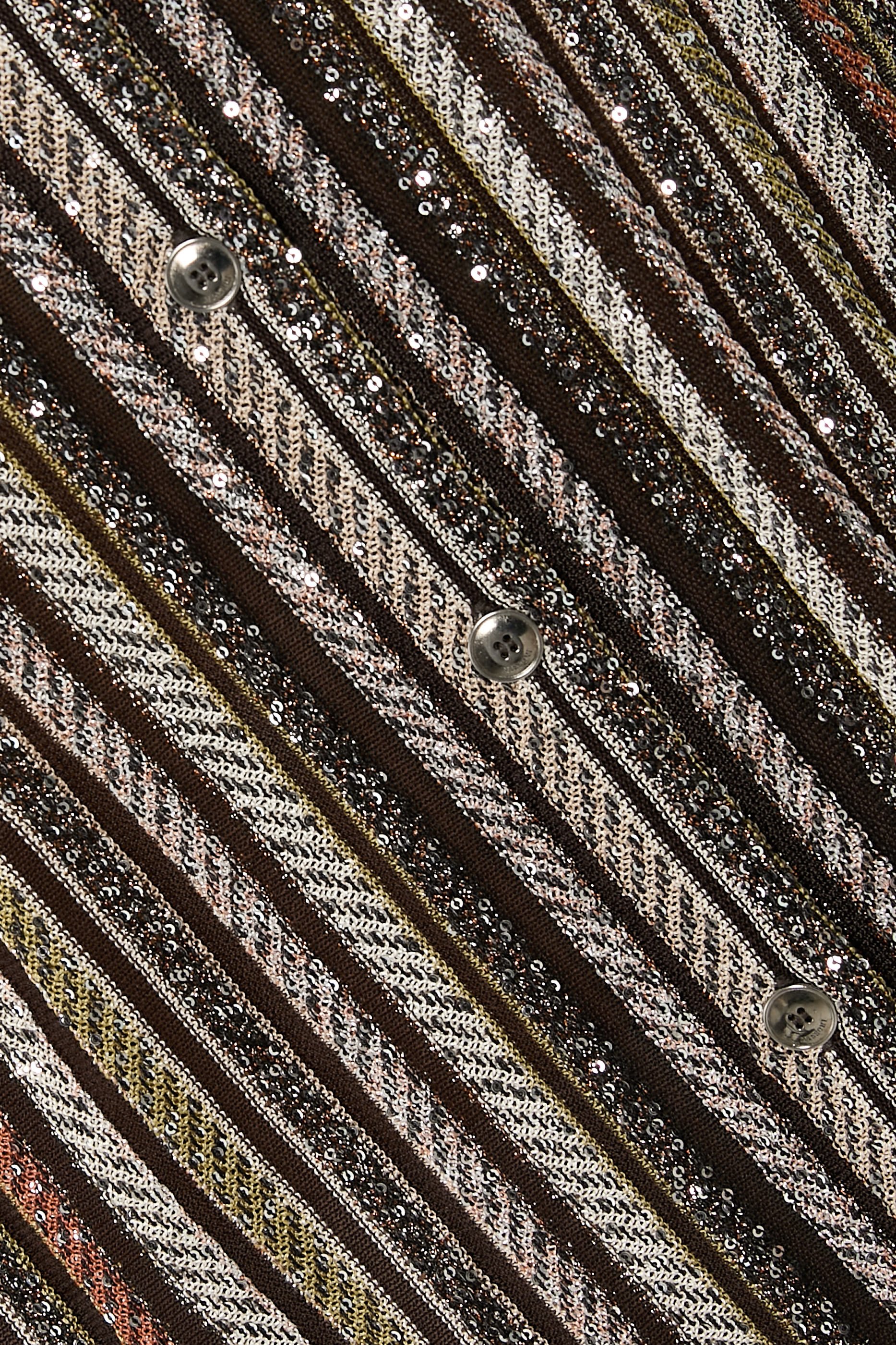  Long Cardigan in Herringbone Stripe Knit