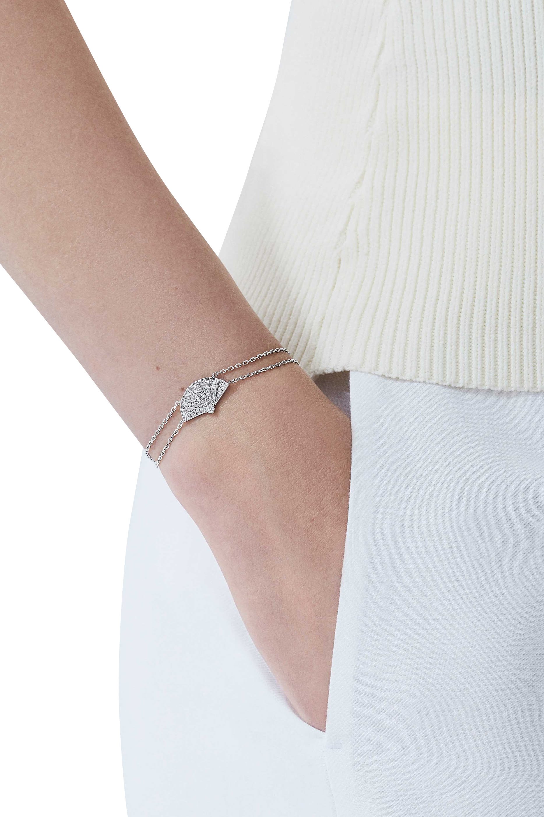 سوار فانفير سيمفوني ميني أيكونز مرصع بالماس، ذهب أبيض عيار 18