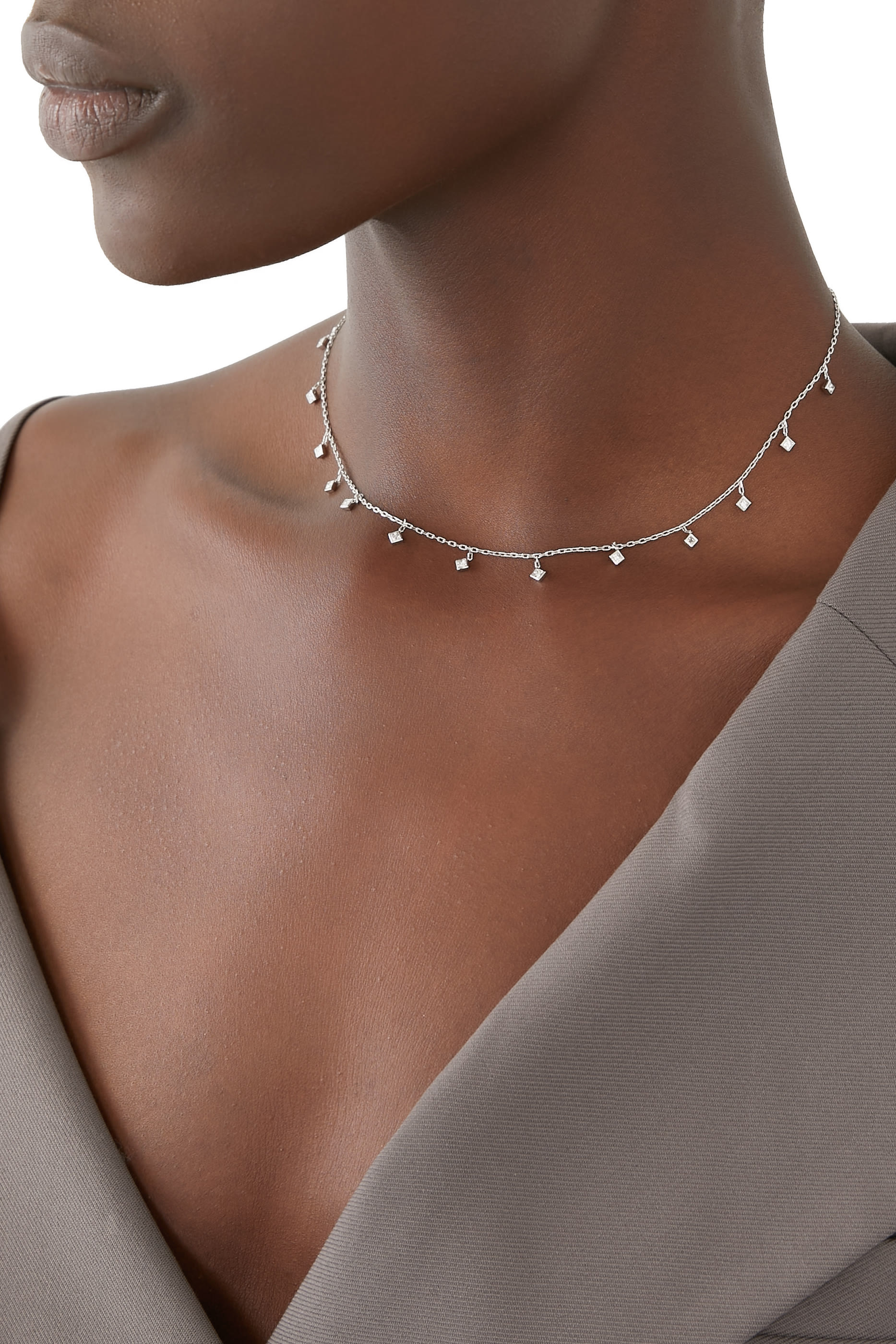 قلادة سباركل برنسيس مرصعة بالماس ذهب أبيض عيار 18