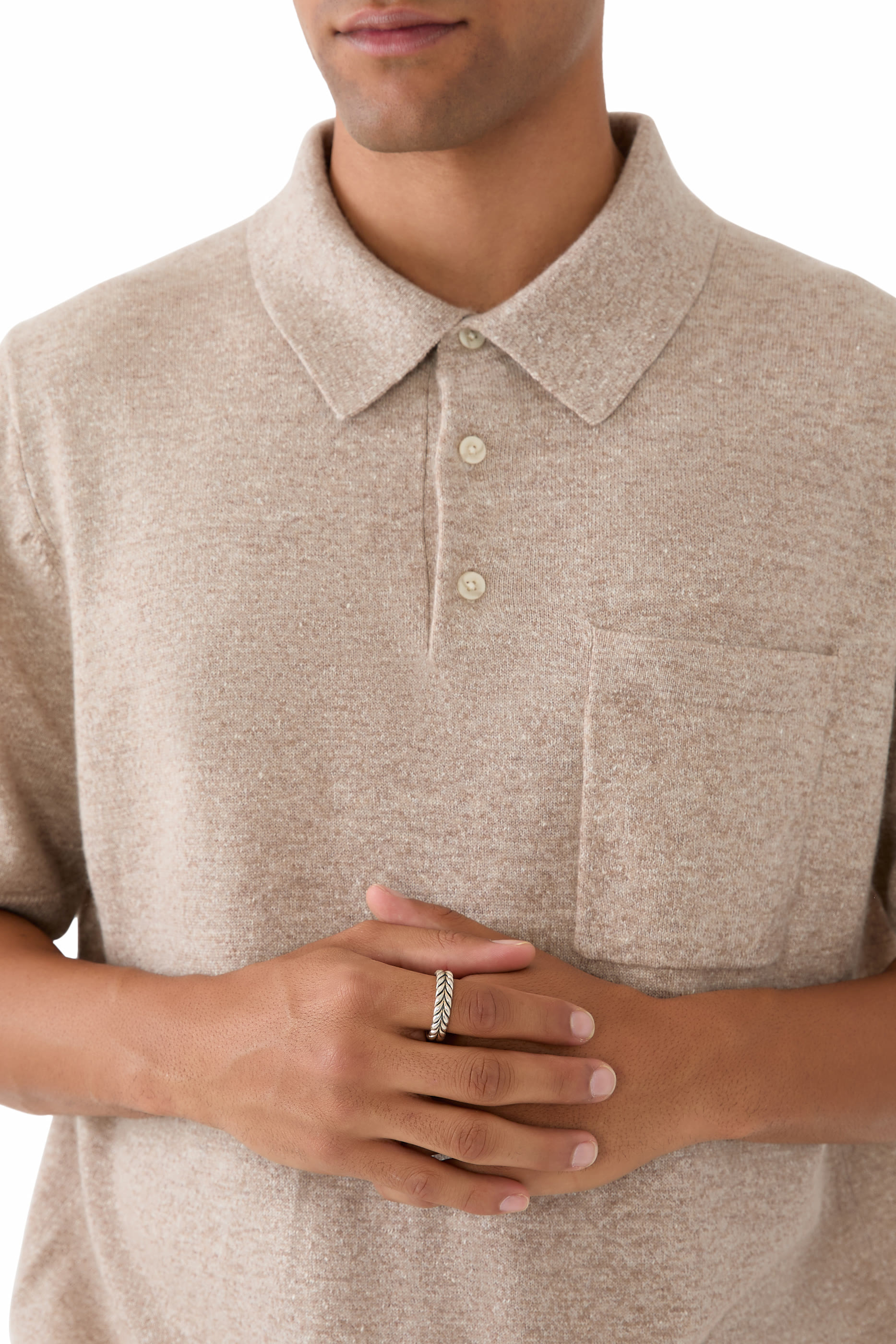 خاتم بنقشة خطوط شيفرون، فضة إسترلينية