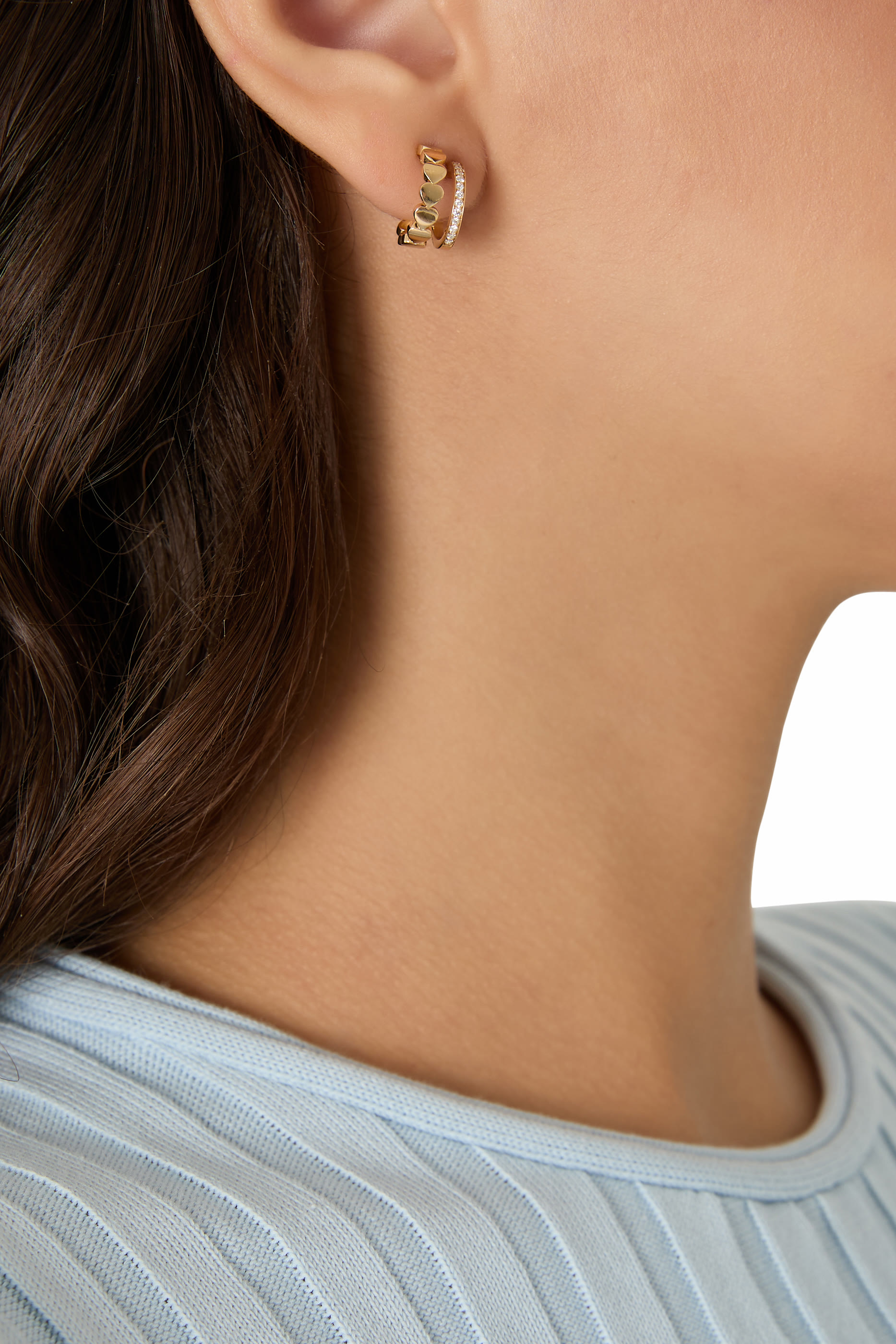 Love in Tokyo Hoop Earrings, 18K yellow Gold & Diamonds