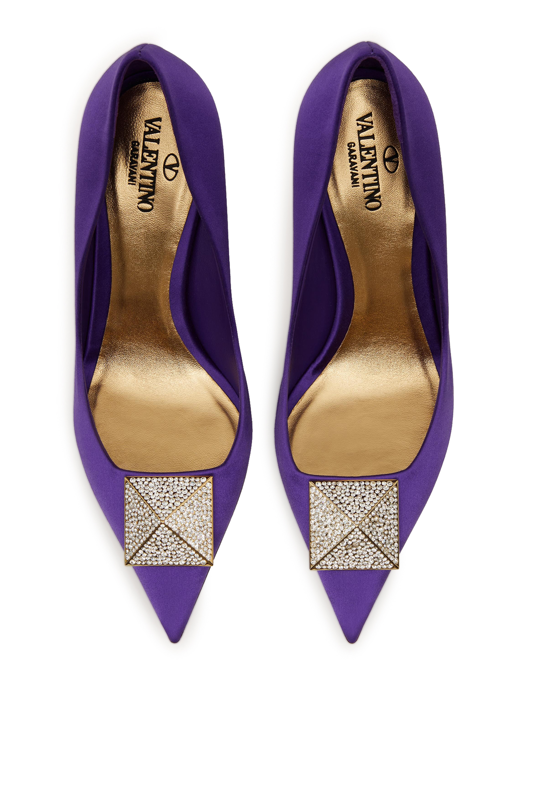 حذاء كلاسيك فالنتينو غارافاني 100 ستان مرصع بحلية هرمية