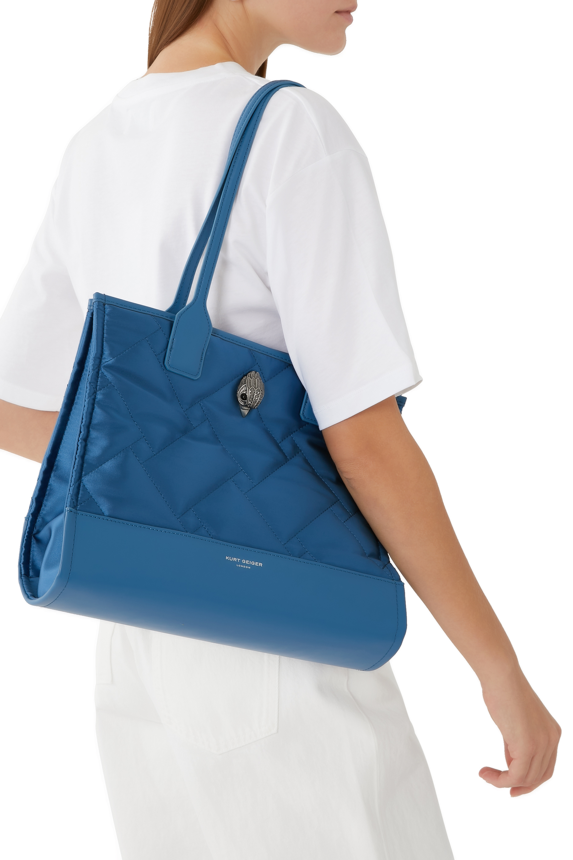 حقيبة يد صغيرة بتصميم مربع نايلون معاد تدويره