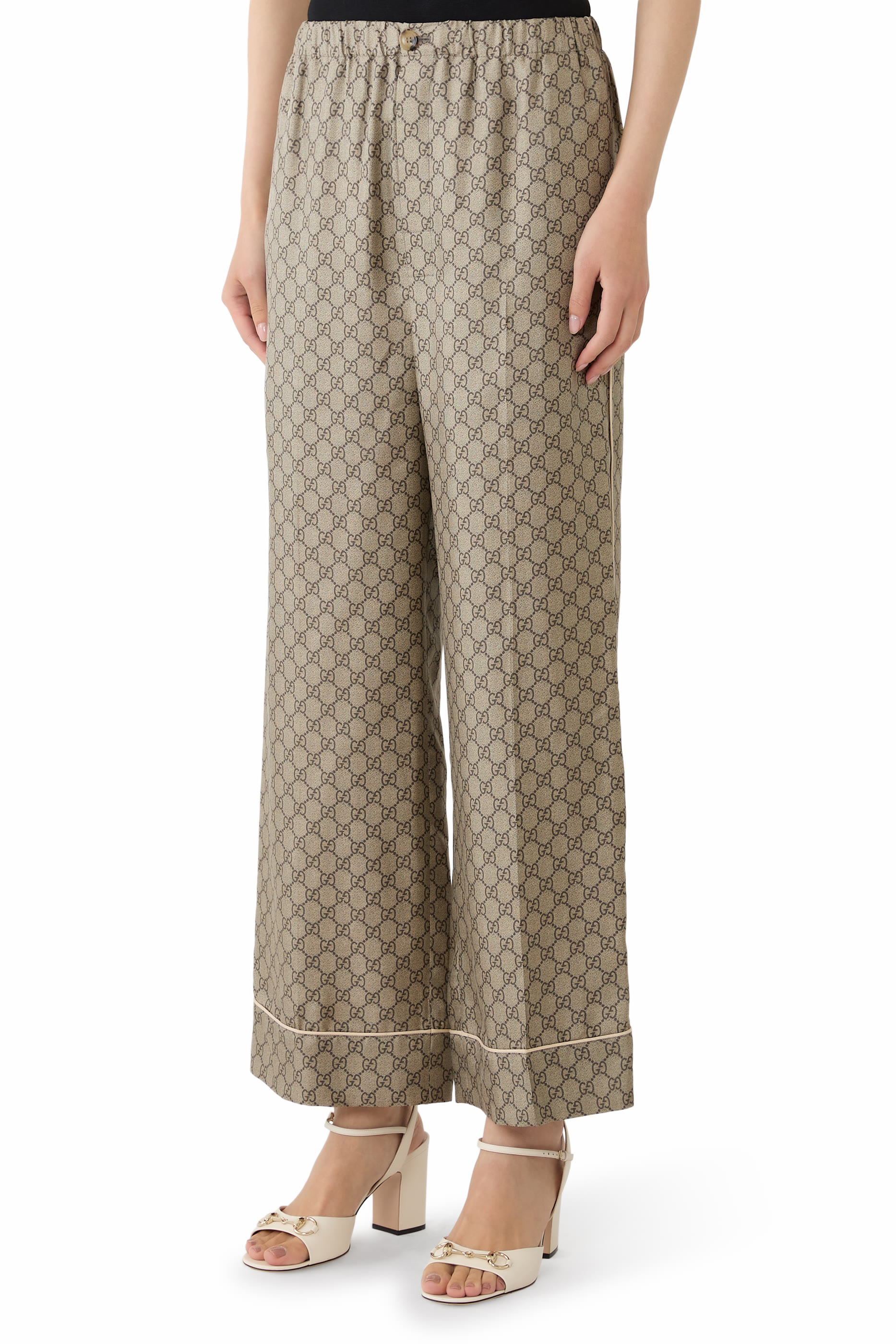  GG Supreme Print Silk Pants  