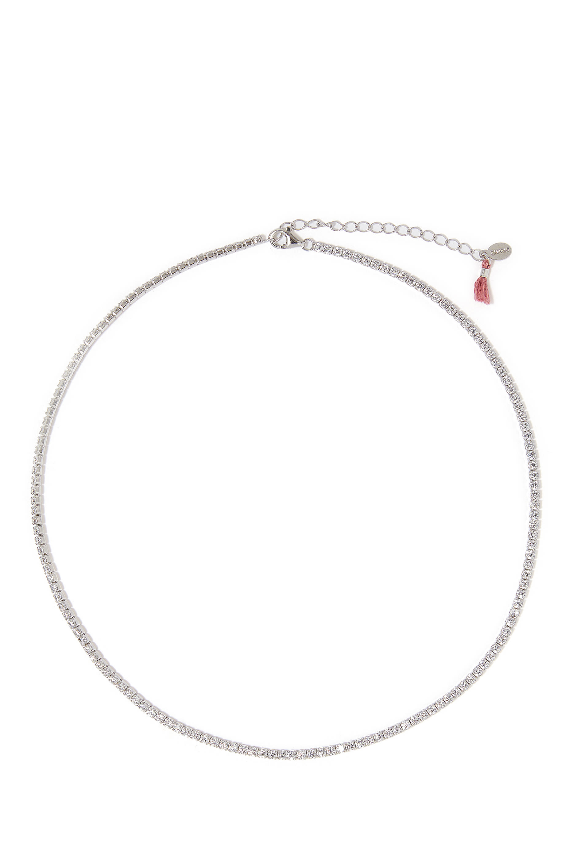 قلادة تنس مرصعة بكريستال وأحجار زركونيا مستديرة، فضة استرلينية مطلية بفيرميل عيار 14