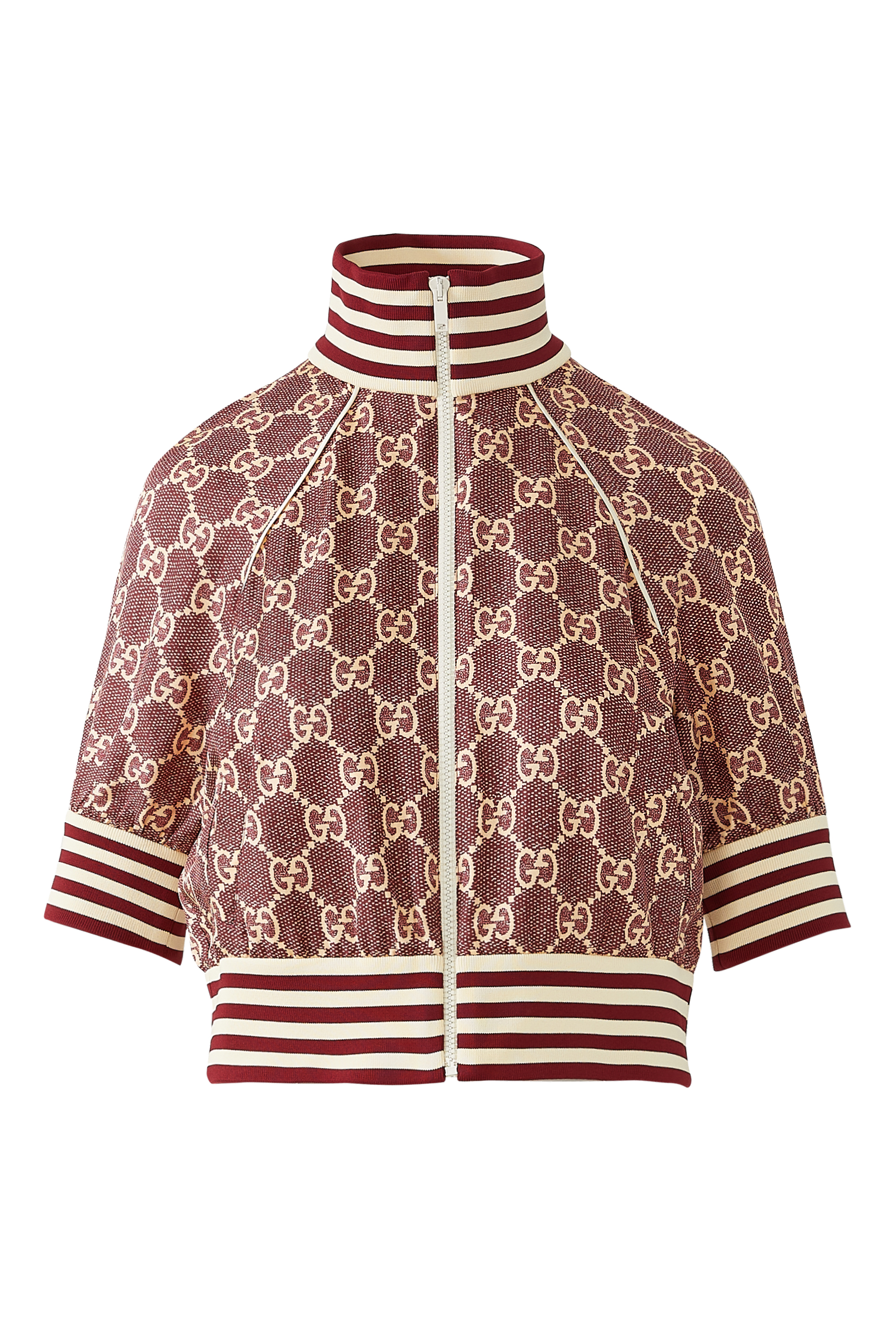 جاكيت حرير وردي بنقشة شعار GG سوبريم