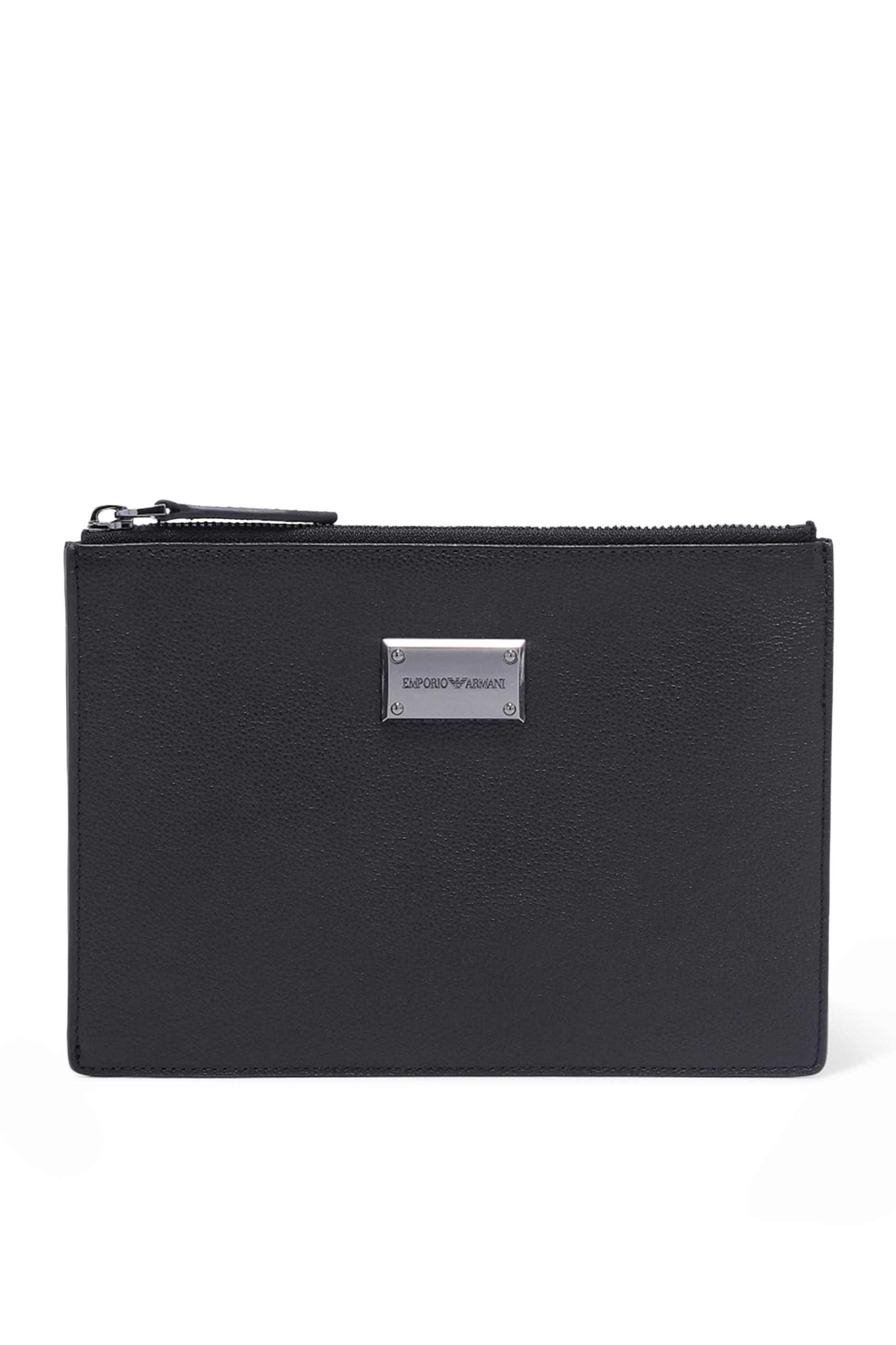 حقيبة صغيرة بشعار الماركة جلد بارز الملمس