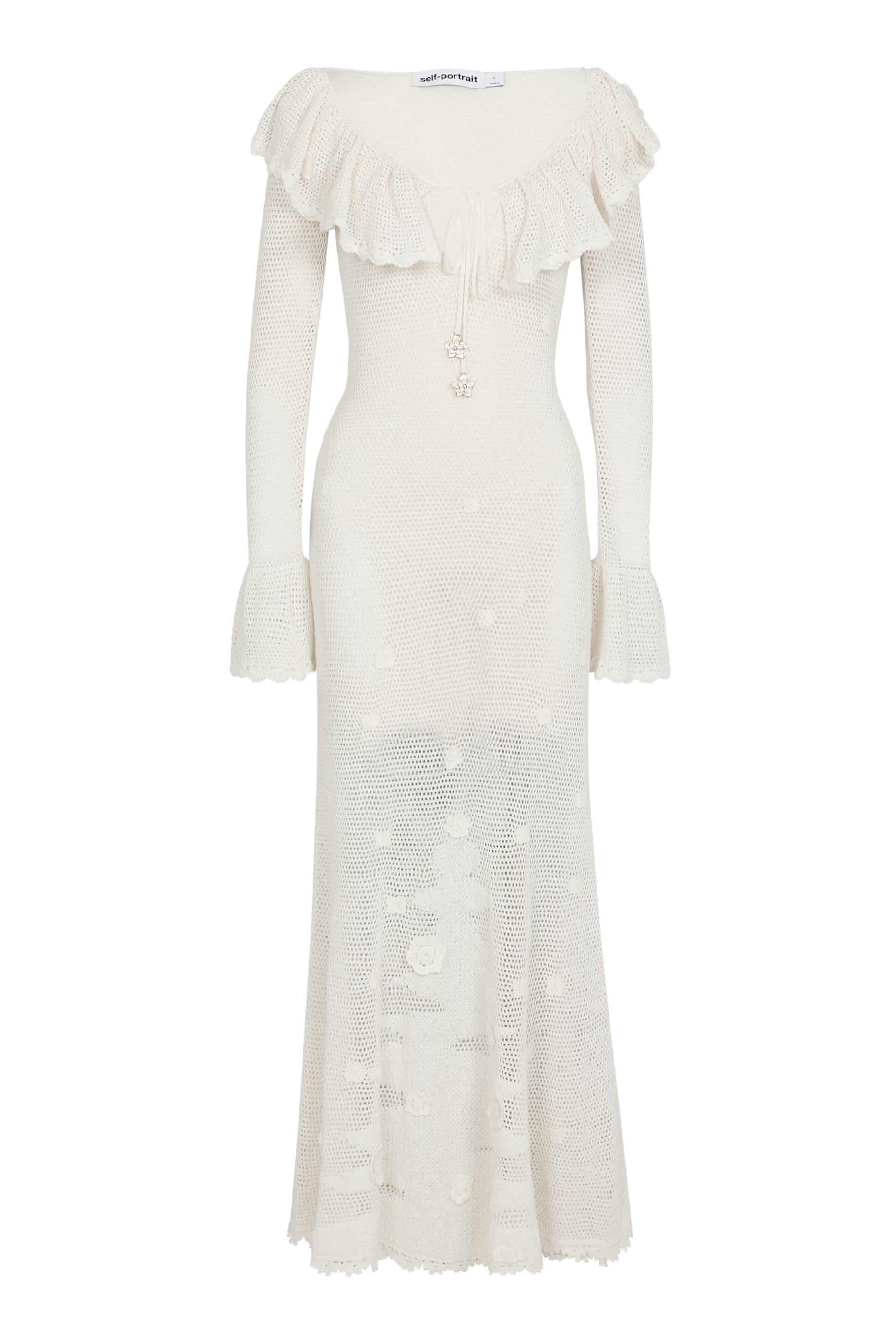 فستان كروشيه متوسط الطول بزهور