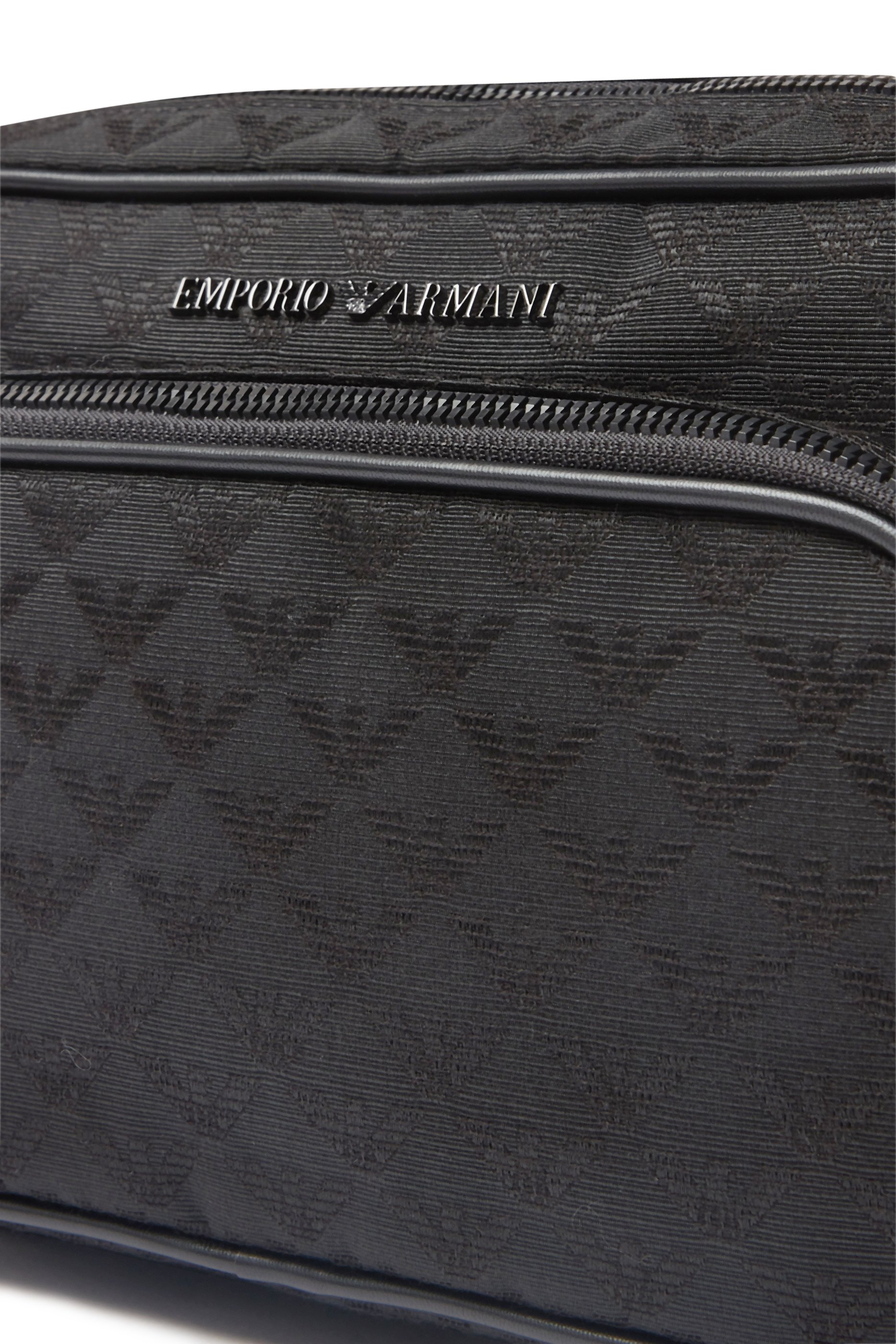 Nylon Shoulder Bag With All-Over Jacquard Eagle