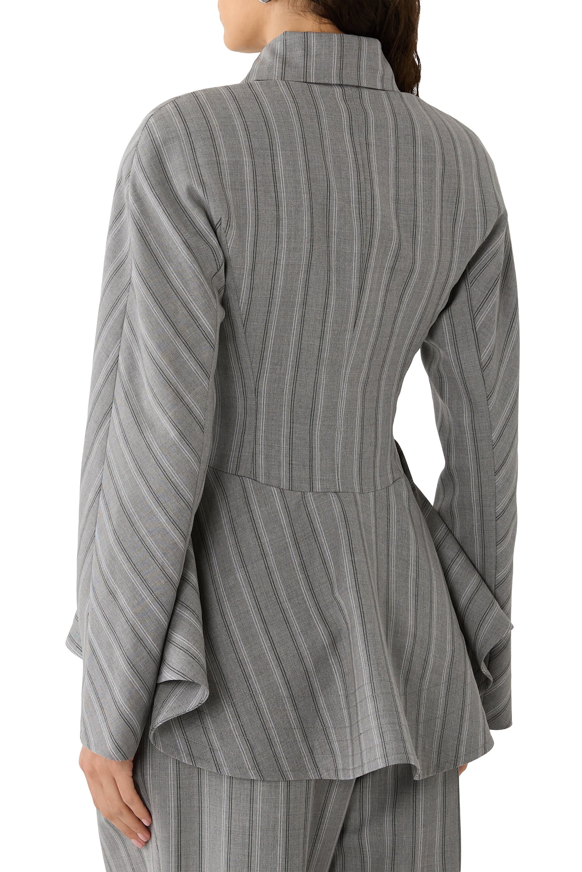 جاكيت بقصة مريحة مخطط بيبلوم