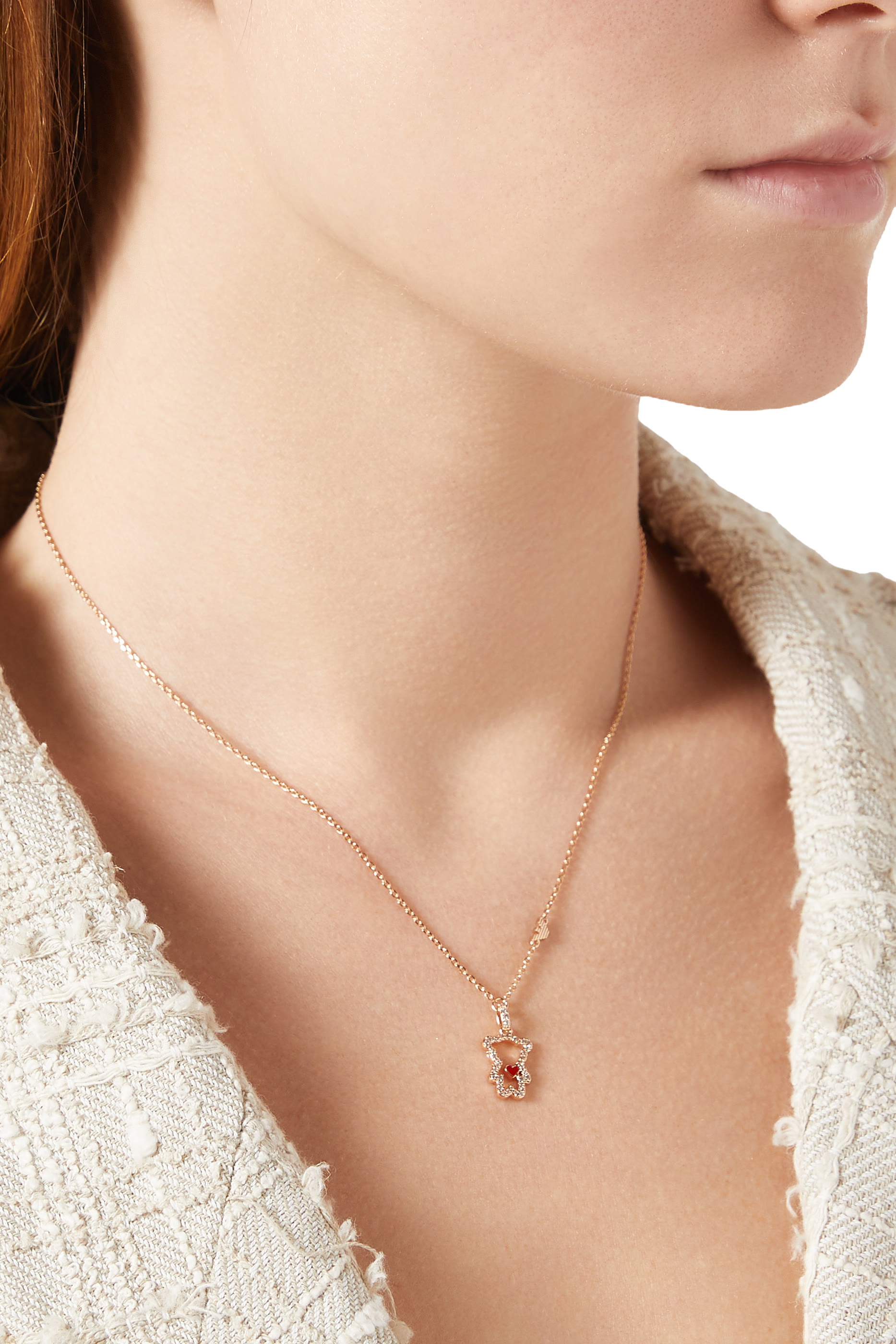 قلادة بدلاية مزينة بالكريستال نحاس مطلي ذهب وردي عيار 14