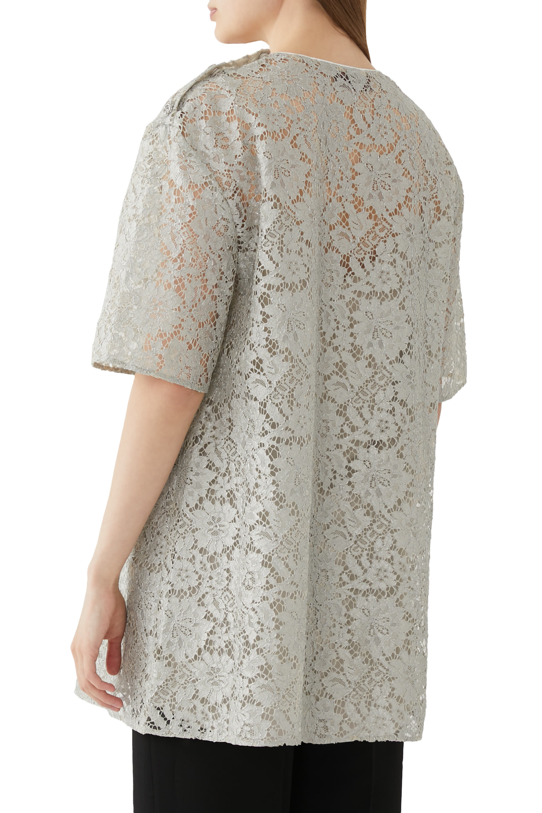 بلوزة بنقشة زهور قماش لامع