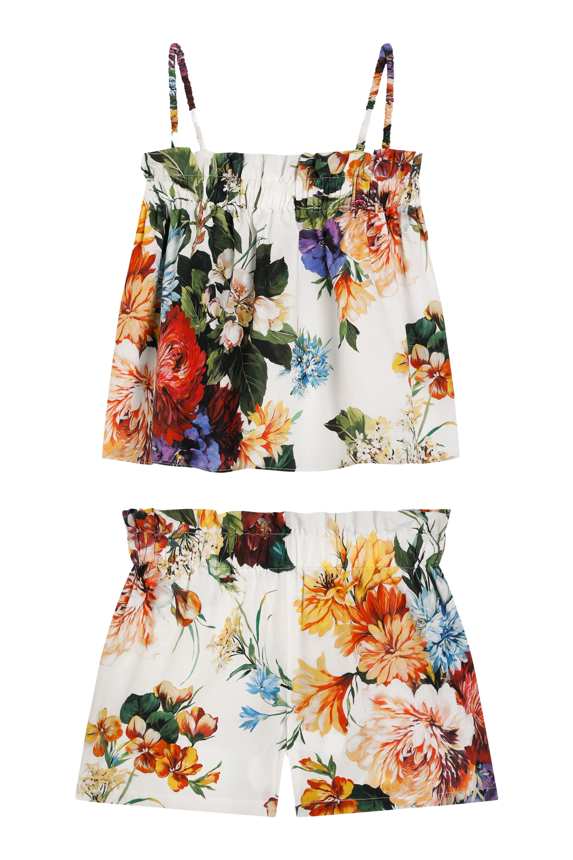 طقم بلوزة وشورت بنقشة زهور بوبلين للأطفال