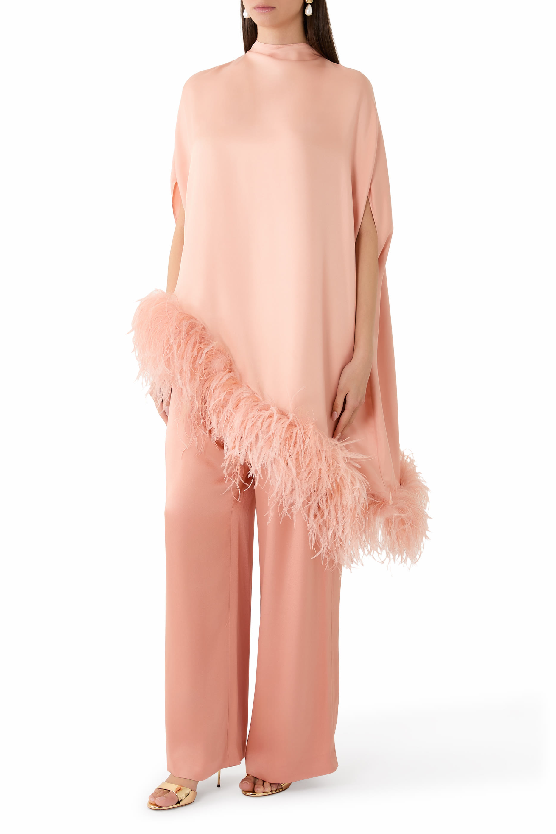 بلوزة بنمط كاب بتصميم غير متماثل حرير تويل