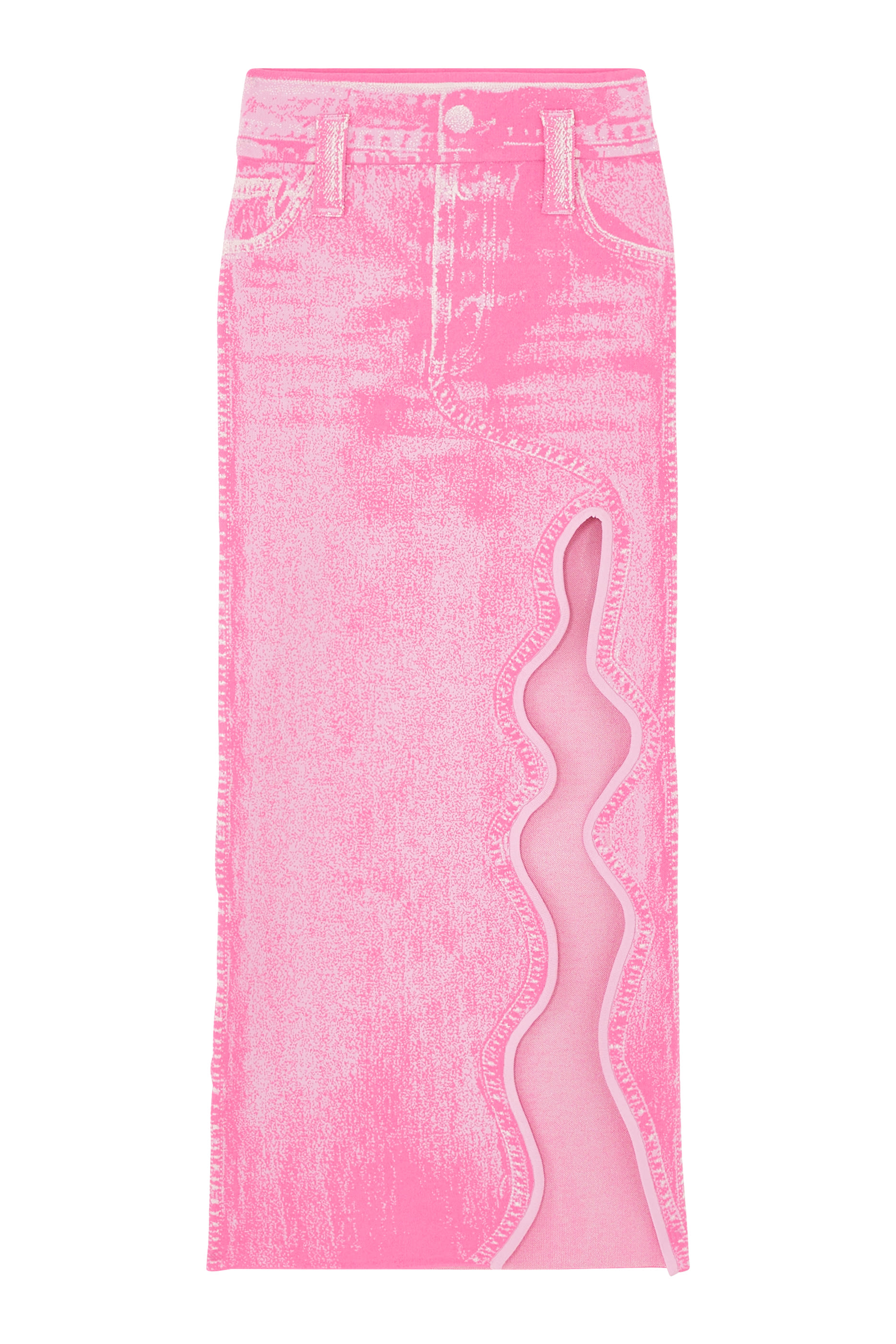 تنورة ليلي مموجة متوسطة الطول بطبعة دنيم