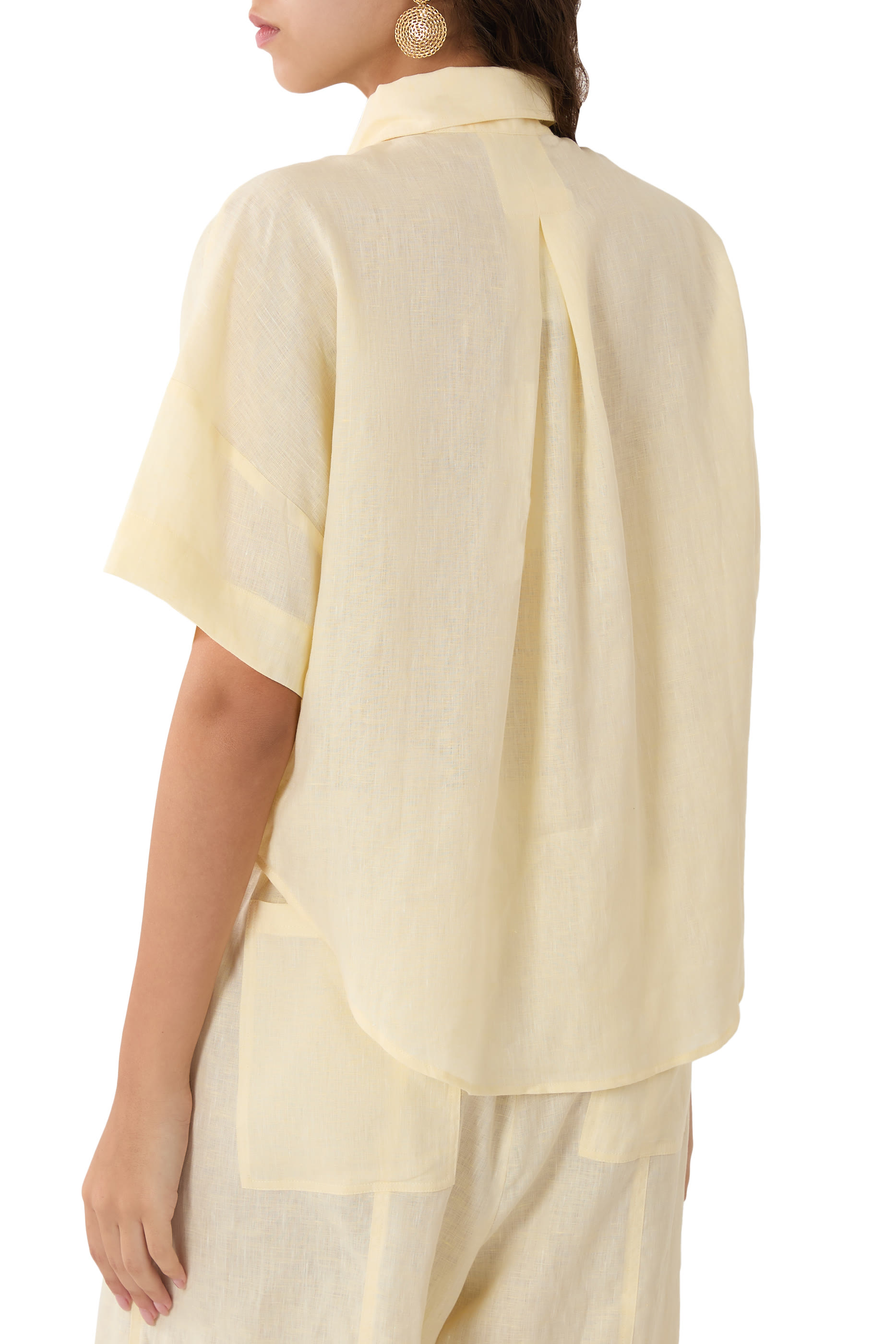 قميص ليدون بأكمام قصيرة كتان