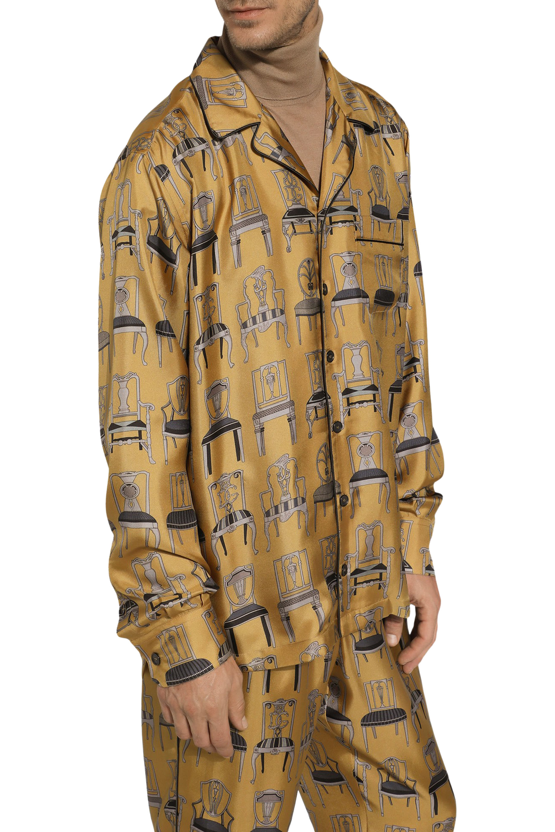 قميص بنقشة كراسي حرير تويل