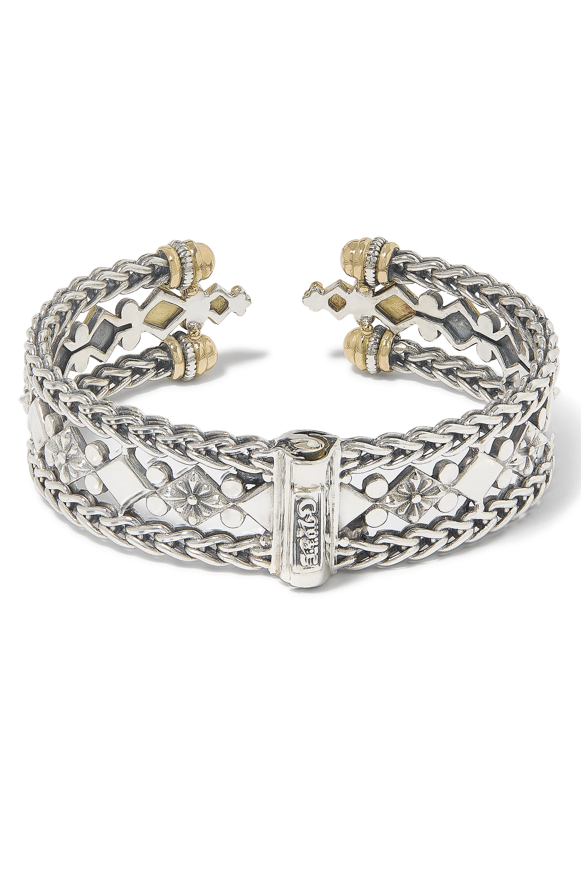 سوار سلسلة رومان مرصع بزركون بني ورودوليت، ذهب عيار 18 وفضة إسترلينية