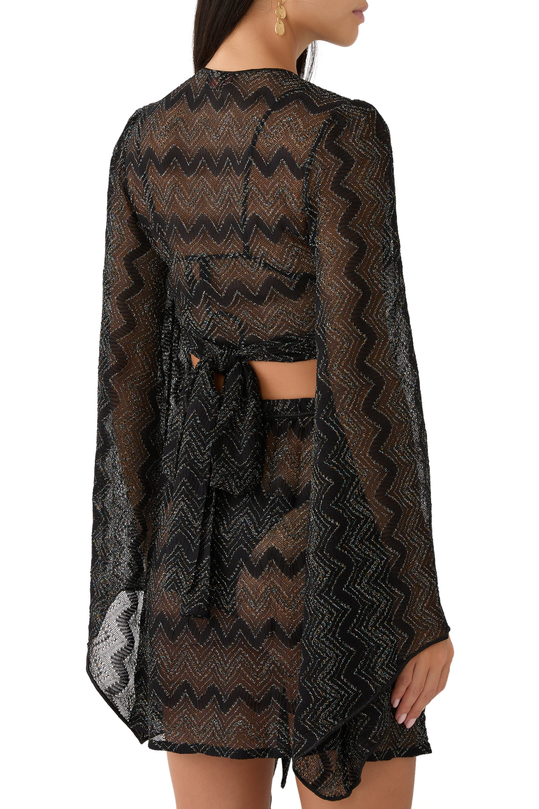 بلوزة قصيرة ماري بأكمام طويلة دانتيل بنقشة متعرجة راشيل