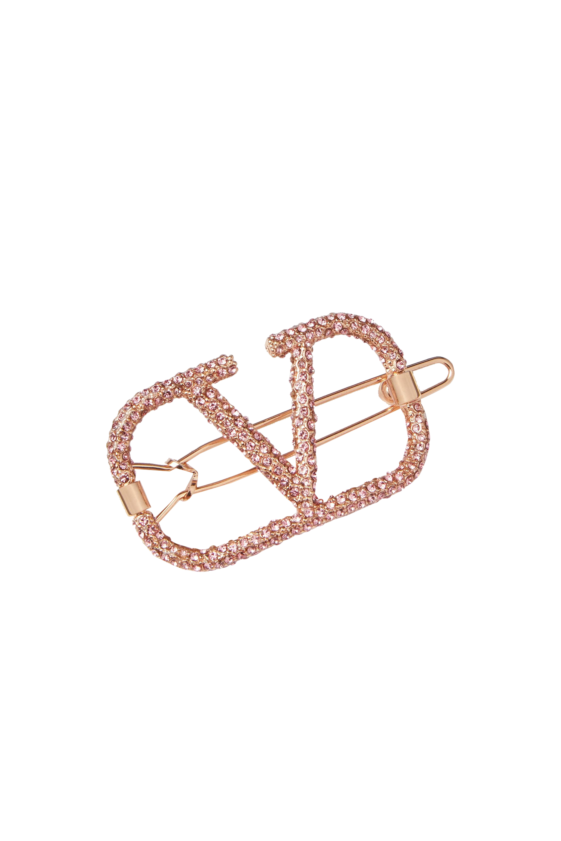 مشبك شعر على شكل شعار الماركة مرصع بكريستالات