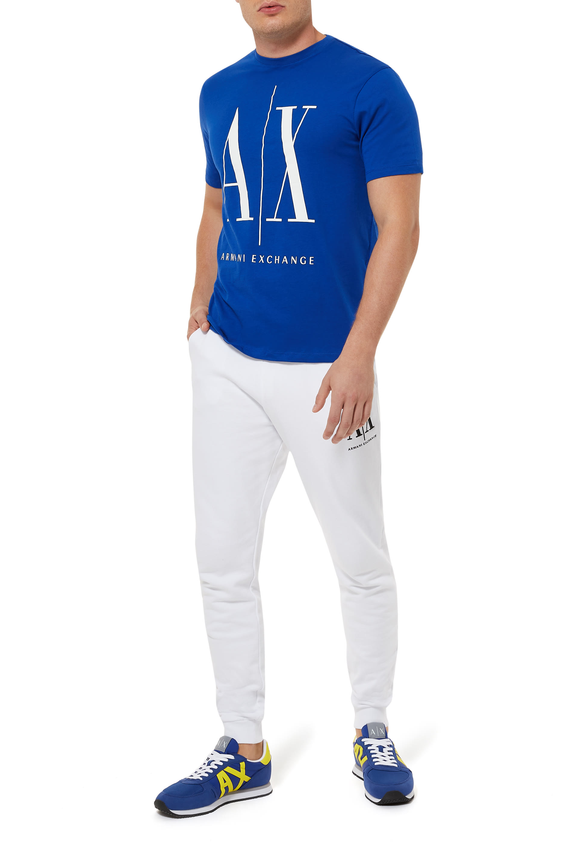 تي شيرت قطن بفتحة رقبة مستديرة وشعار A | X