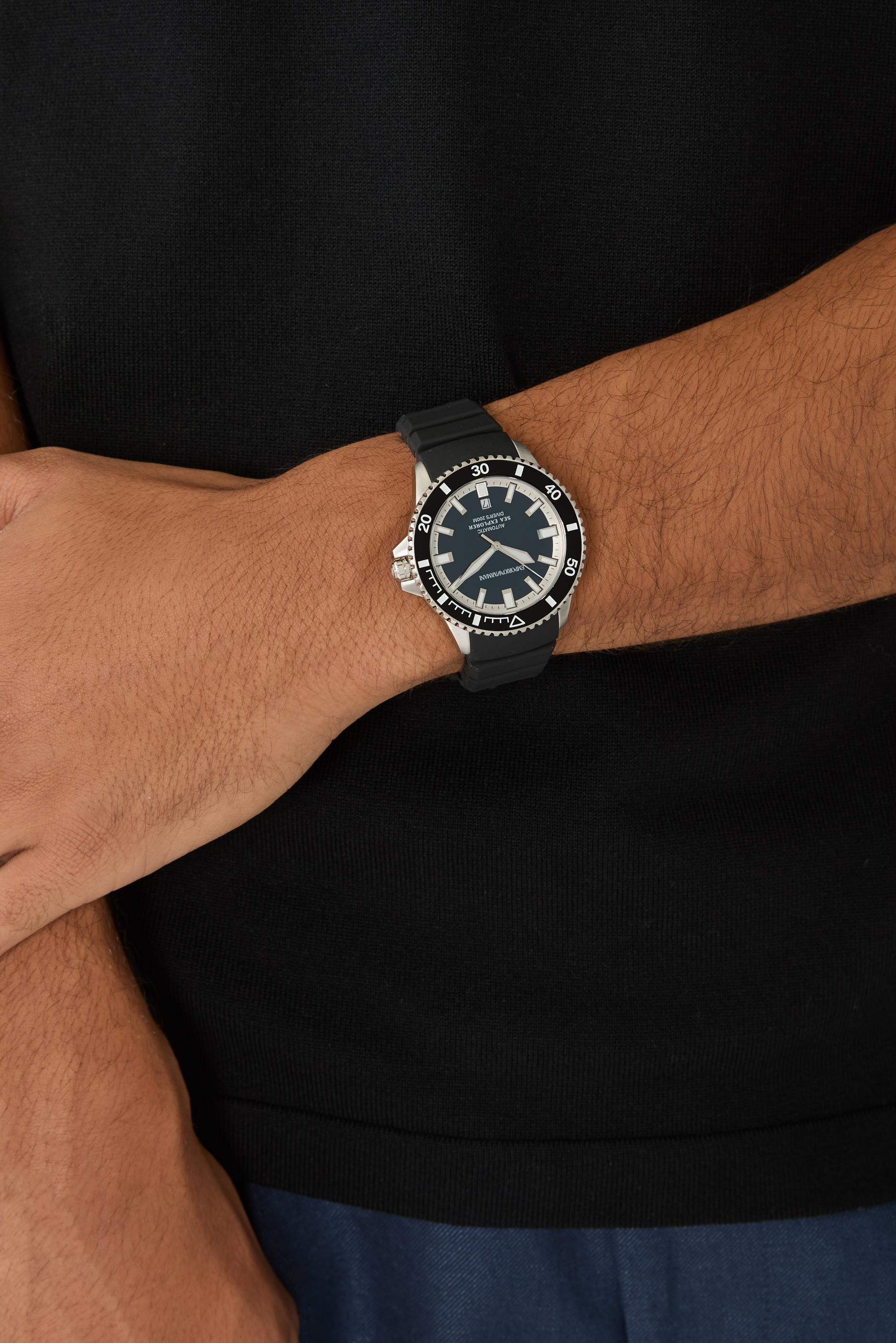 ساعة سيا اكسبلورر أوتوماتيكية بسوار سيليكون أسود