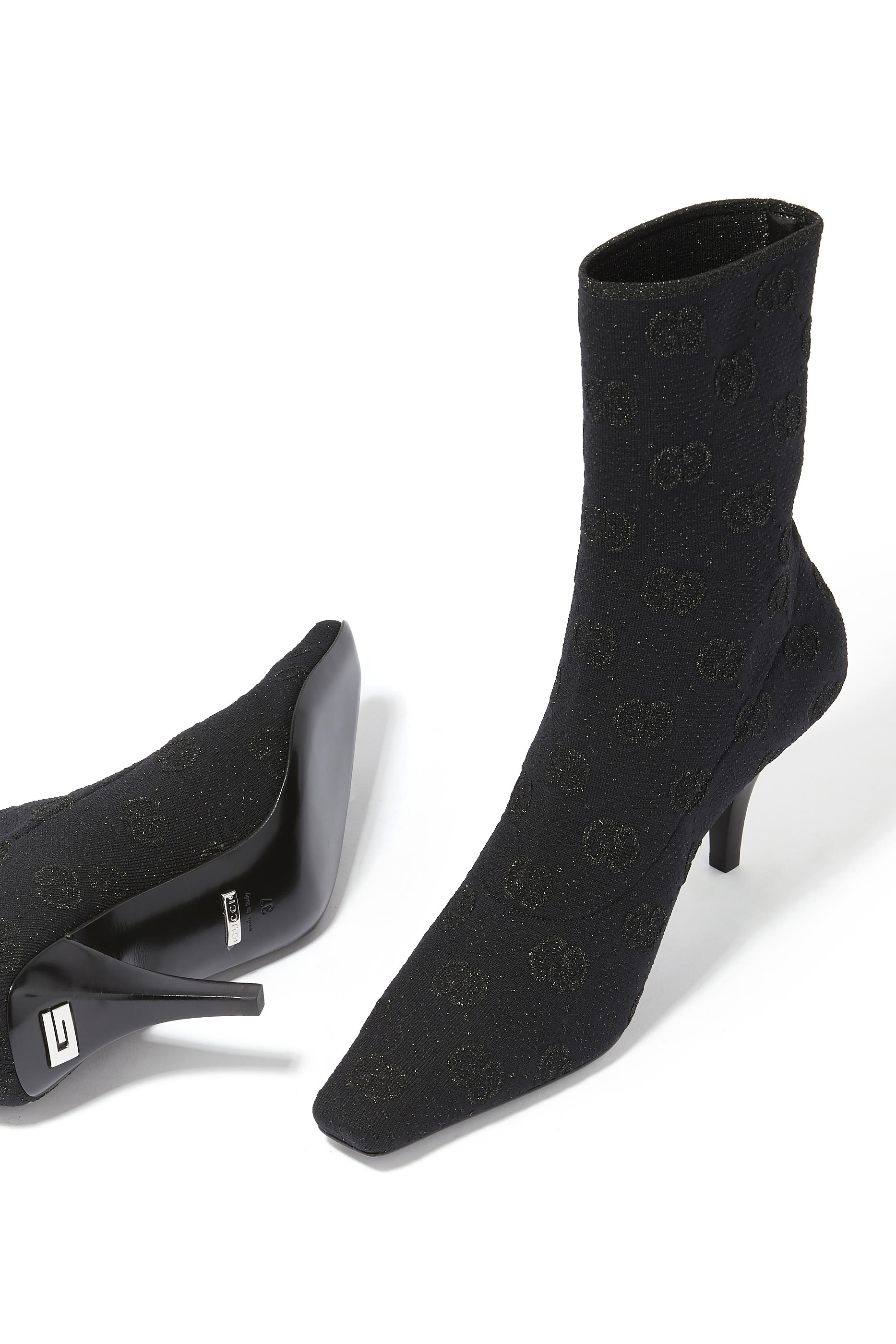 بوت 75 بطول الكاحل قماش منسوج بنقشة حرفي شعار الماركة